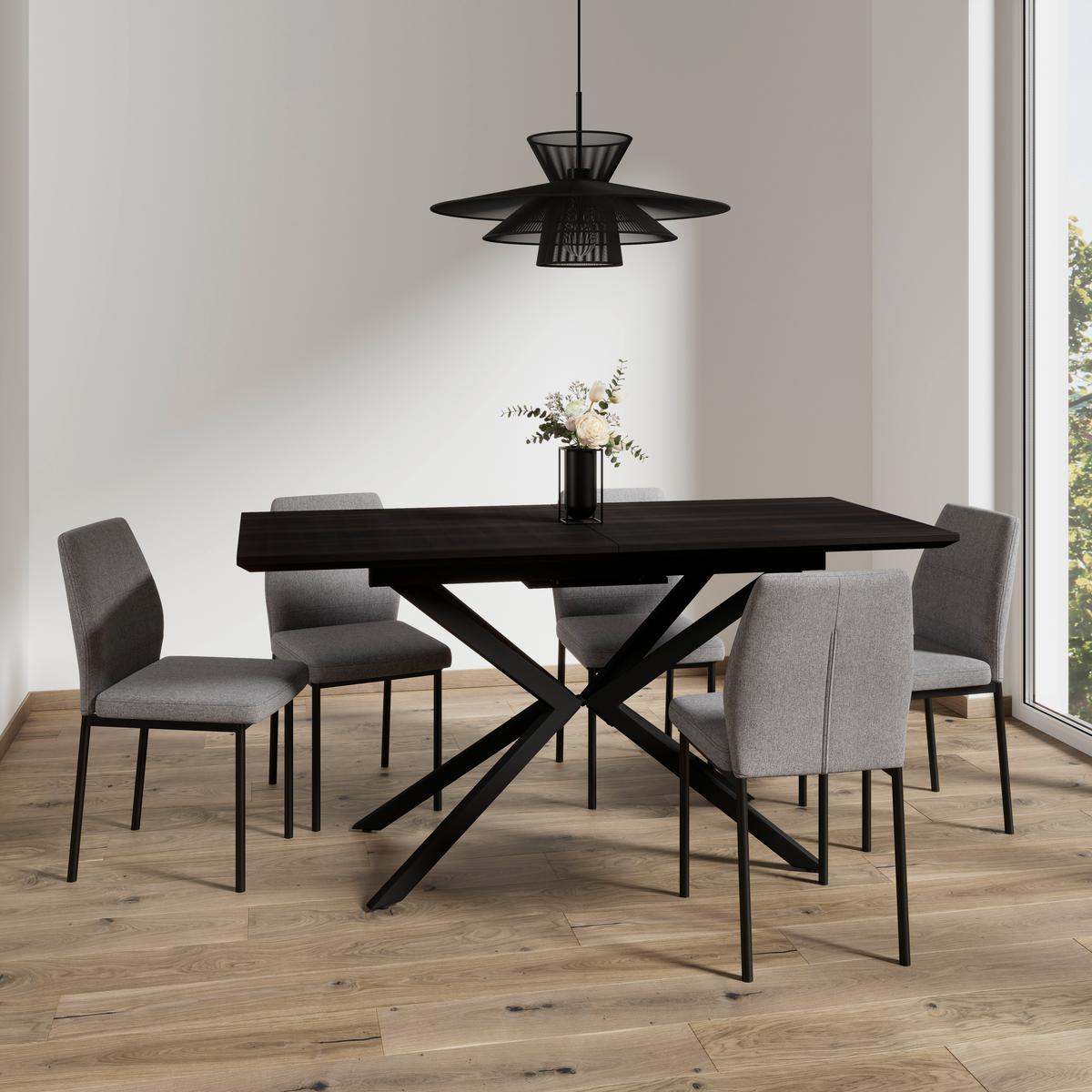 Stuhl Cori Hellgrau Webstoff Gepolstert - Hellgrau/Schwarz, MODERN, Holz/Textil (45/87/57cm) - Bessagi Home