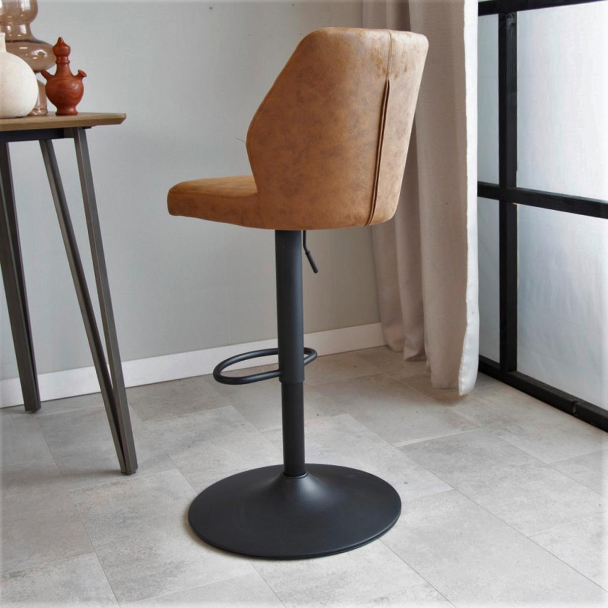 Barhocker-Set Grayson 2er-Set ca. 42x114 cm Cognac - Cognac/Schwarz, KONVENTIONELL, Textil/Metall (42/114/52cm) - MID.YOU