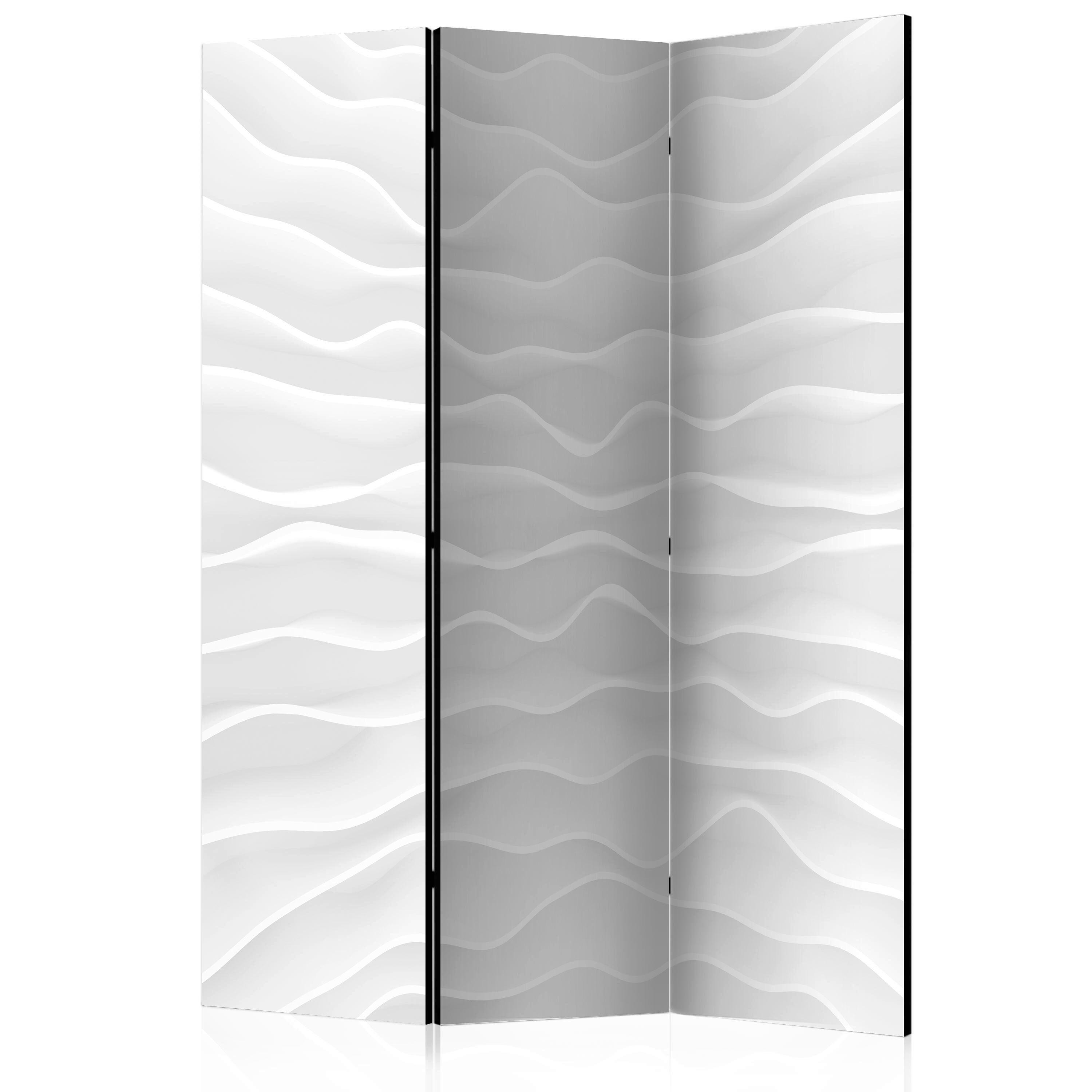Paravan Origami Wall, 3-Delni, Enostranski - bela/svetlo siva, Basics, tekstil/les (135/172/3cm) - artgeist