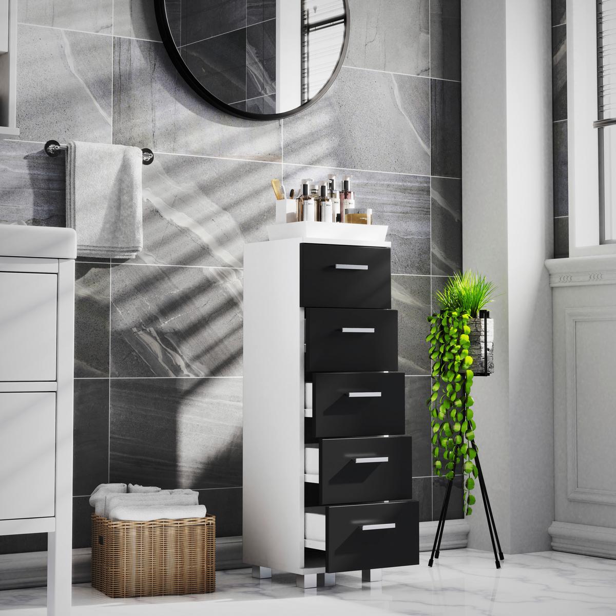 HIGHBOARD ZALO M - Weiss/Silberfarben, Modern, Holzwerkstoff/Kunststoff (30/94/30cm) - MID.YOU
