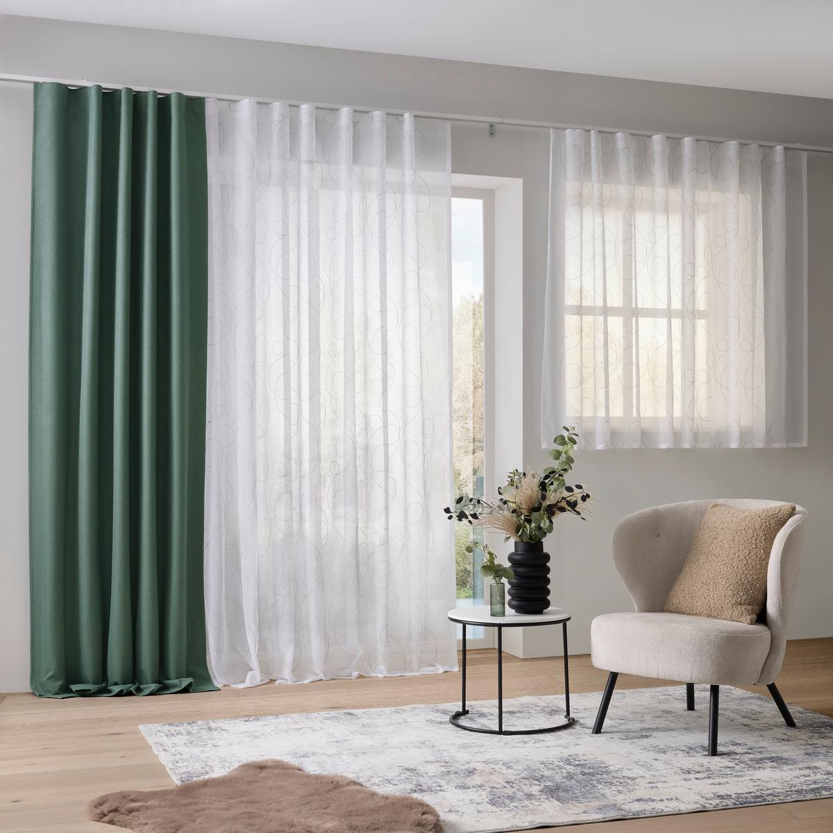 ZASŁONA ZACIEMNIAJĄCA ALLAN - zielony, Romantik / Landhaus, tkanina (135/255cm) - Premium Living