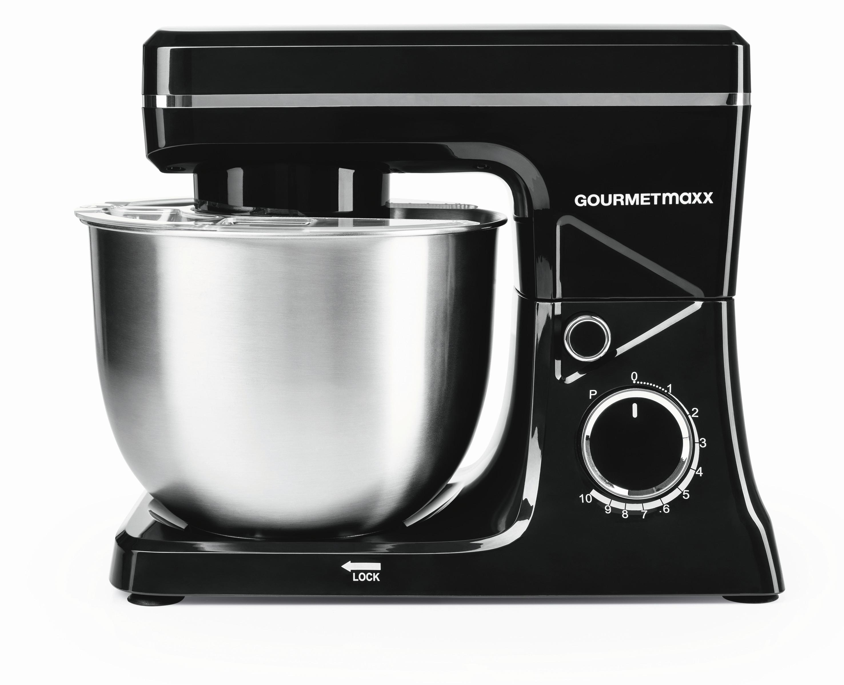 Küchenmaschine Gourmetmaxx Schwarz/Edelstahlf. max. 1500W - Edelstahlfarben/Schwarz, Basics, Kunststoff/Metall (36/22,5/39cm)