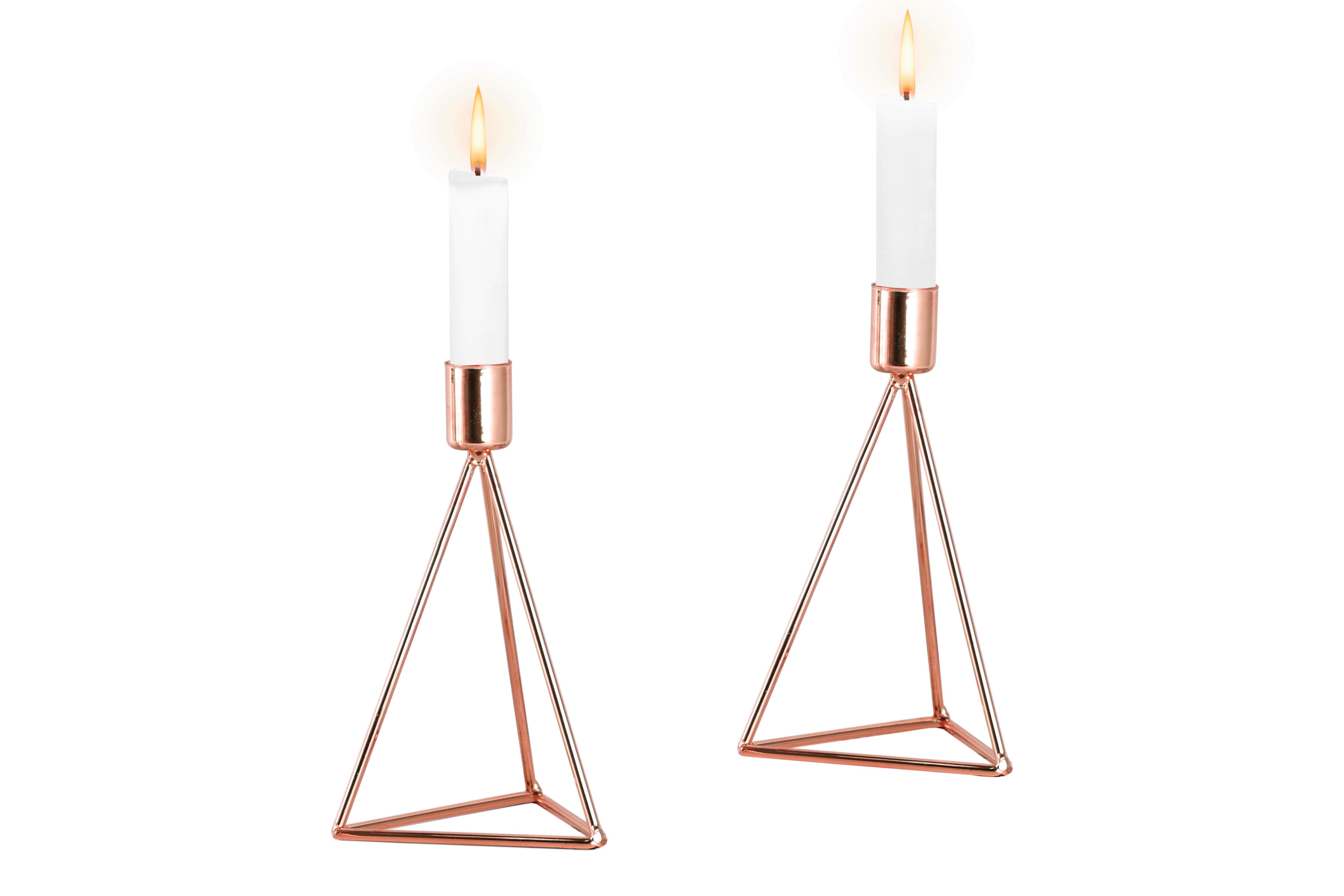 Set Svečnikov Modern, Barva Bakra, 2 Kos - barve bakra, Basics, kovina (9,5/16,5cm) - Echtwerk