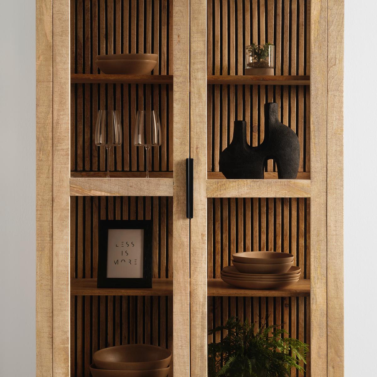 Vitrine Everest in Naturfarben/Schwarz - Schwarz/Naturfarben, Natur, Glas/Holz (100/180/40cm) - Mömax