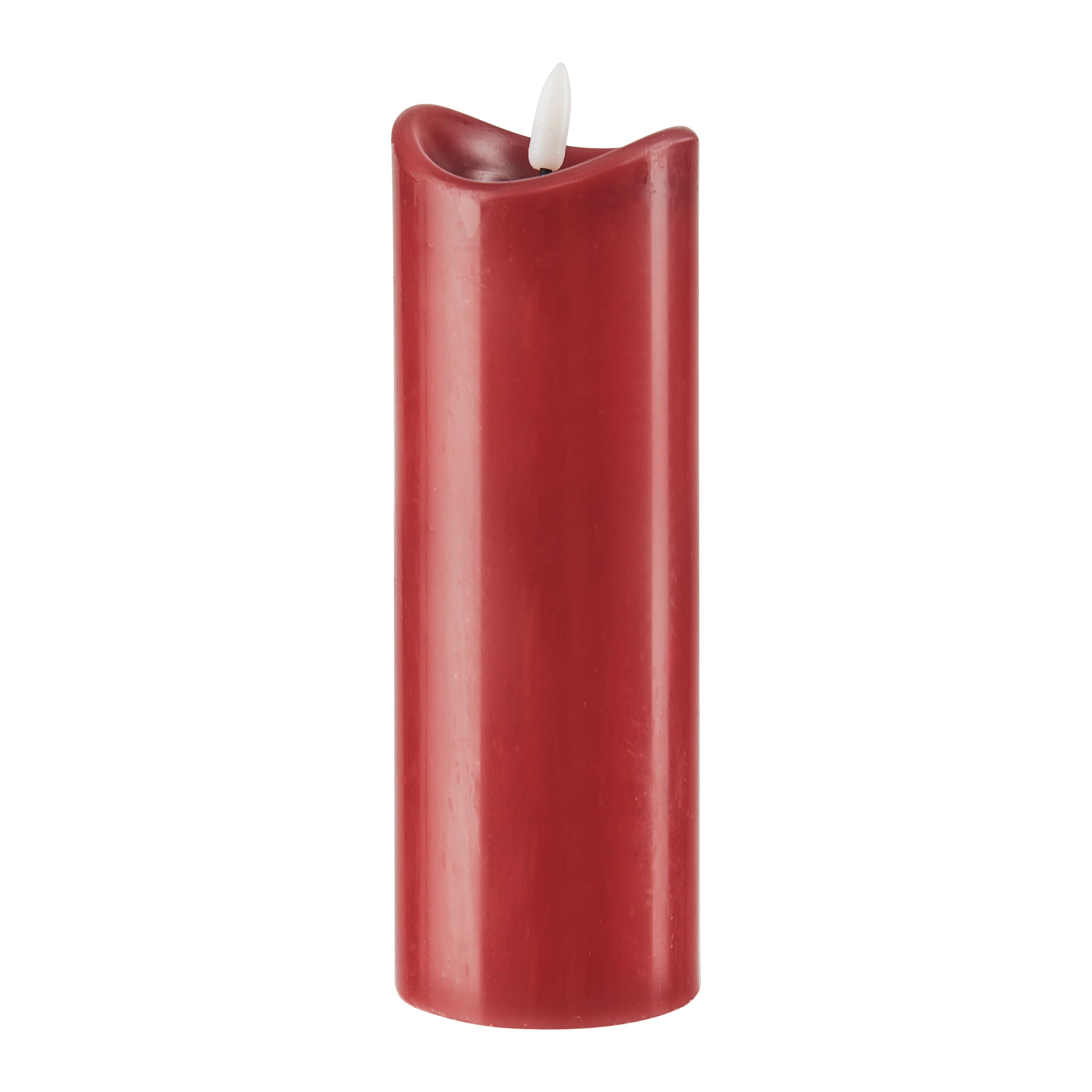 LED-Kerze Sven Dunkelrot - Dunkelrot, KONVENTIONELL, Naturmaterialien (7/20cm)