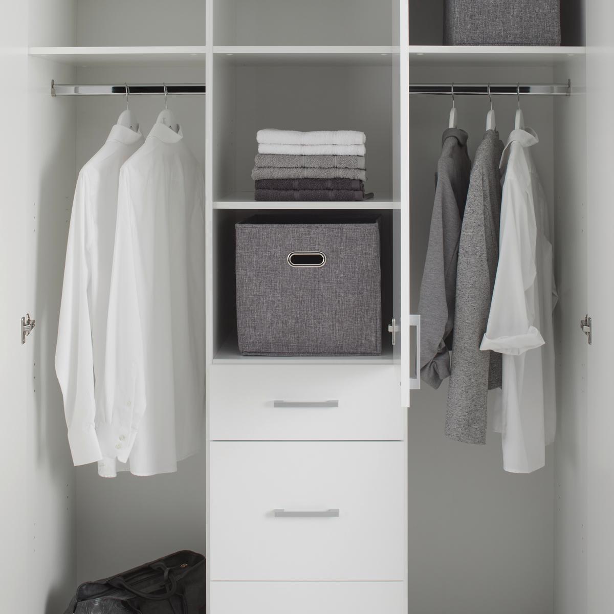 Drehtürenschrank Lasse 3T in Weiss ca. 135x197x55cm - Weiss, Konventionell, Holz (135/197/55cm) - Mömax