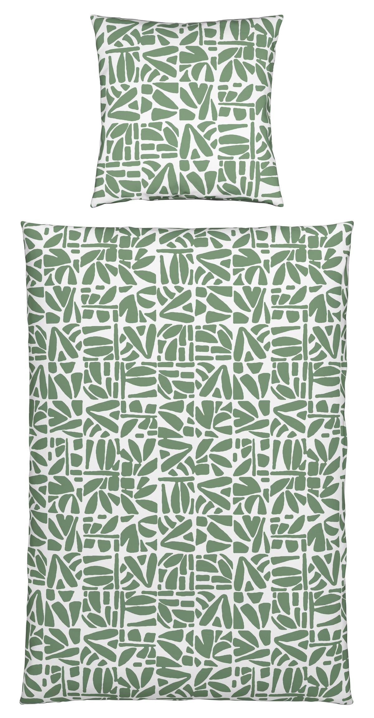 Bettwäsche Britta Grün/Weiß ca. 135x200cm - Weiß/Grün, MODERN, Textil (135/200cm) - Mömax