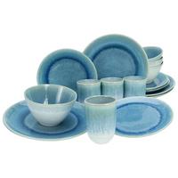 SERWIS OBIADOWO-ŚNIADANIOWY LAZUR - niebieski/biały, Trend, ceramika (41/35/34cm) - Creatable