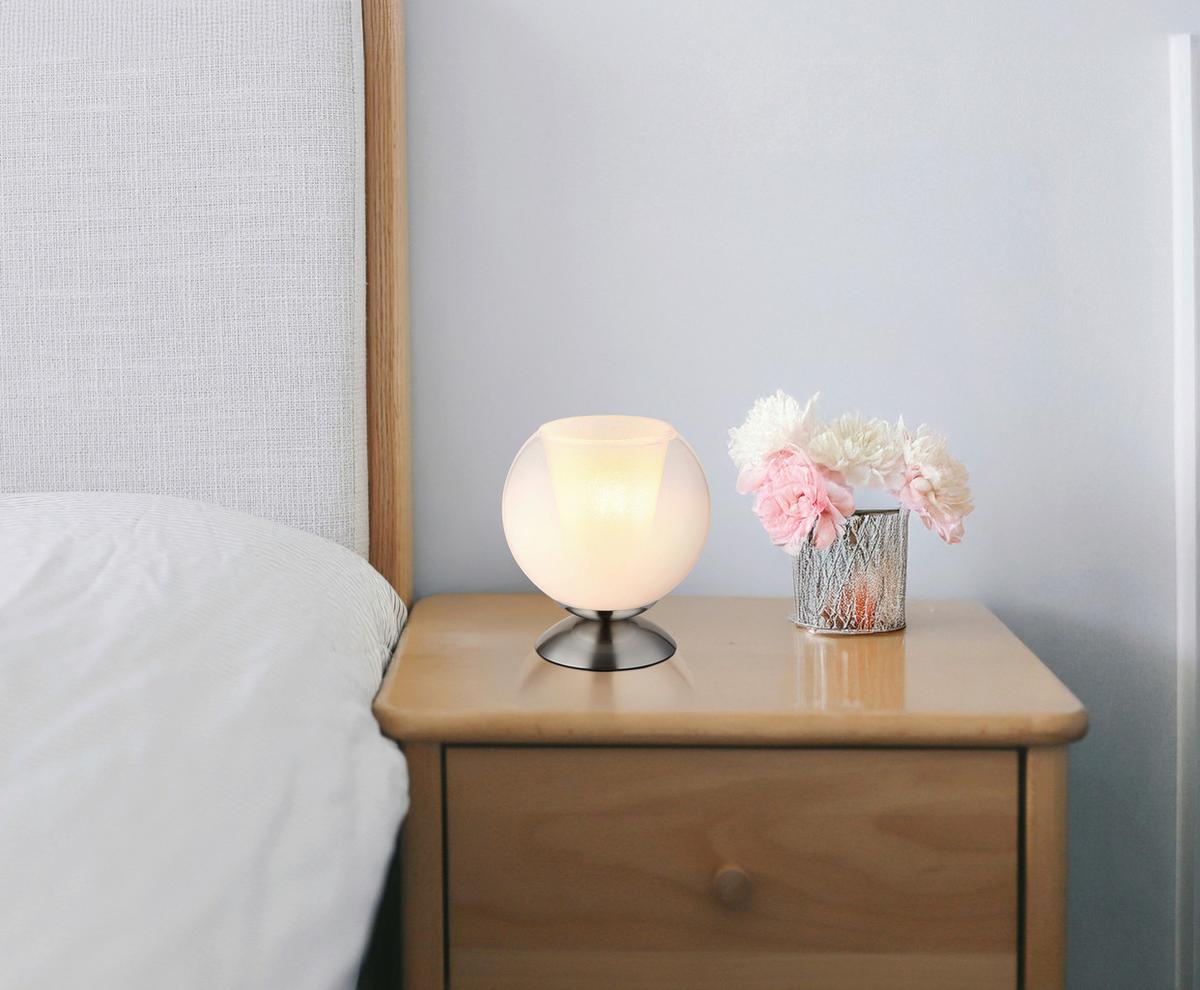 Stolna Svjetiljka Barry - bijela/siva, Basics, staklo/metal (18/19cm) - Globo