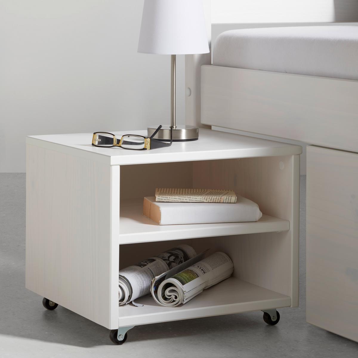 Stauraumbett in Weiß ca. 160x200cm - Weiss/Naturfarben, Konventionell, Holz (160/200cm) - Zandiara