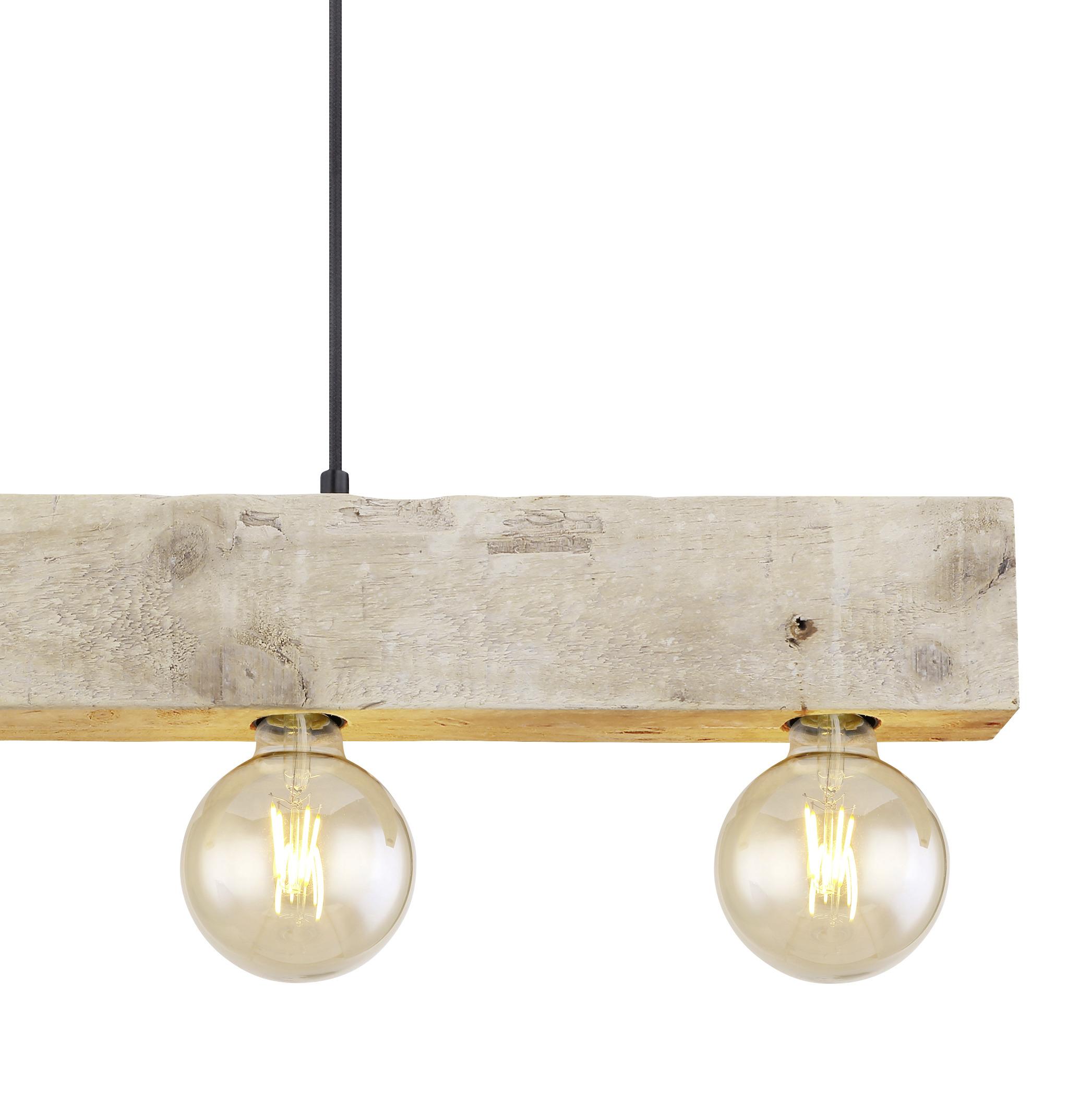 Hängeleuchte Adalie max. 60 Watt - Dunkelbraun/Schwarz, Natur, Holz/Textil (80/6/120cm) - Globo