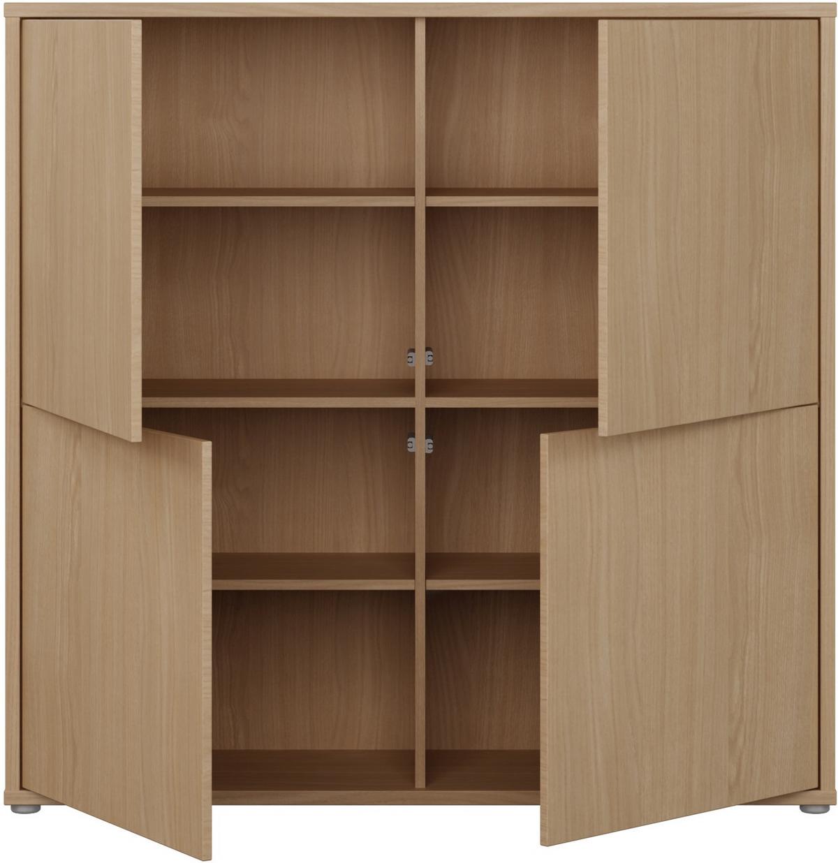 Visoka Komoda Alice, Barva Hrasta - siva/barve hrasta, Moderno, umetna masa/leseni material (124,5/121,5/34,9cm) - Carryhome