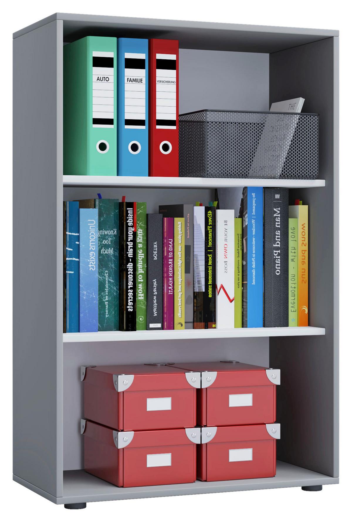 Pisarniški Regal Lona Xl, Siva - siva/črna, Basics, umetna masa/leseni material (70/105/37cm) - MID.YOU