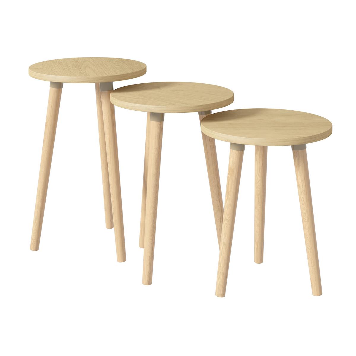 Beistelltischset Barilo 3-tlg. Honigeiche - Honigeiche, Design, Holzwerkstoff (33,5/33,5/52cm) - MID.YOU