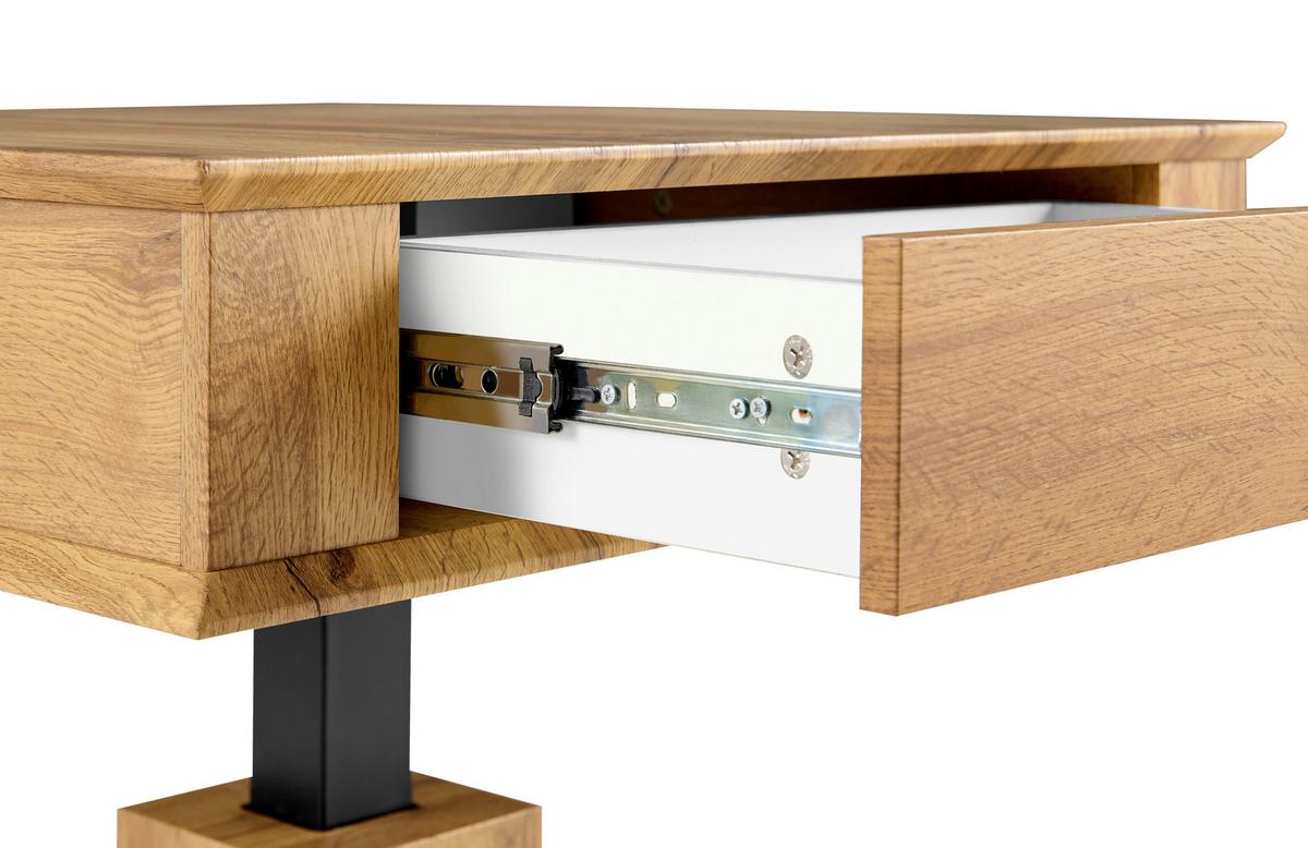 STOLIK KAWOWY RAJANA - kolor dębowy/czarny, Design, materiał drewnopochodny/metal (70/70/46,5-66cm) - Carryhome