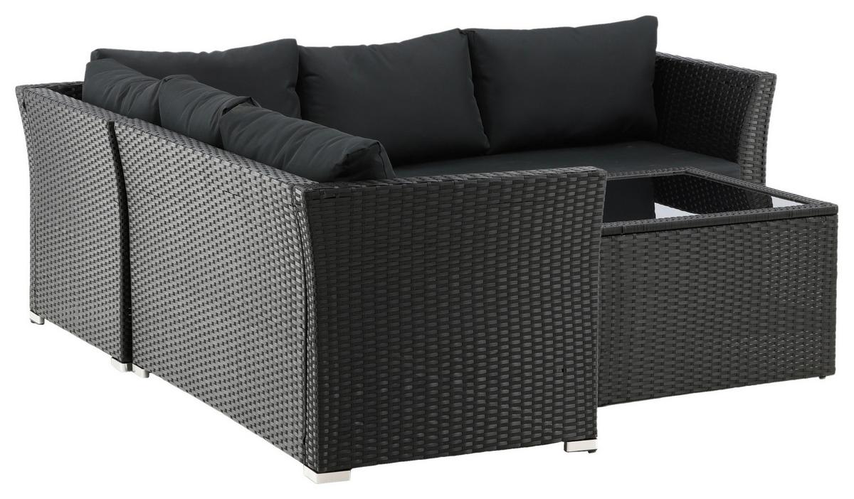 LOUNGEGARNITUR HAITI - Schwarz, KONVENTIONELL, Kunststoff - Gardenson