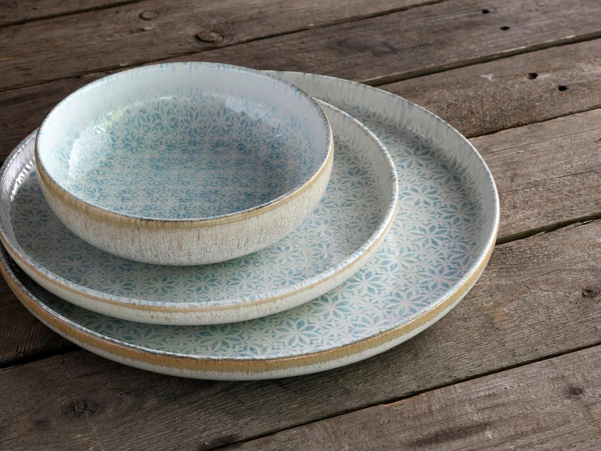 Jedilni Servis Emiliana Blue, 12-Delni - svetlo modra/krem barve, Basics, keramika - Creatable