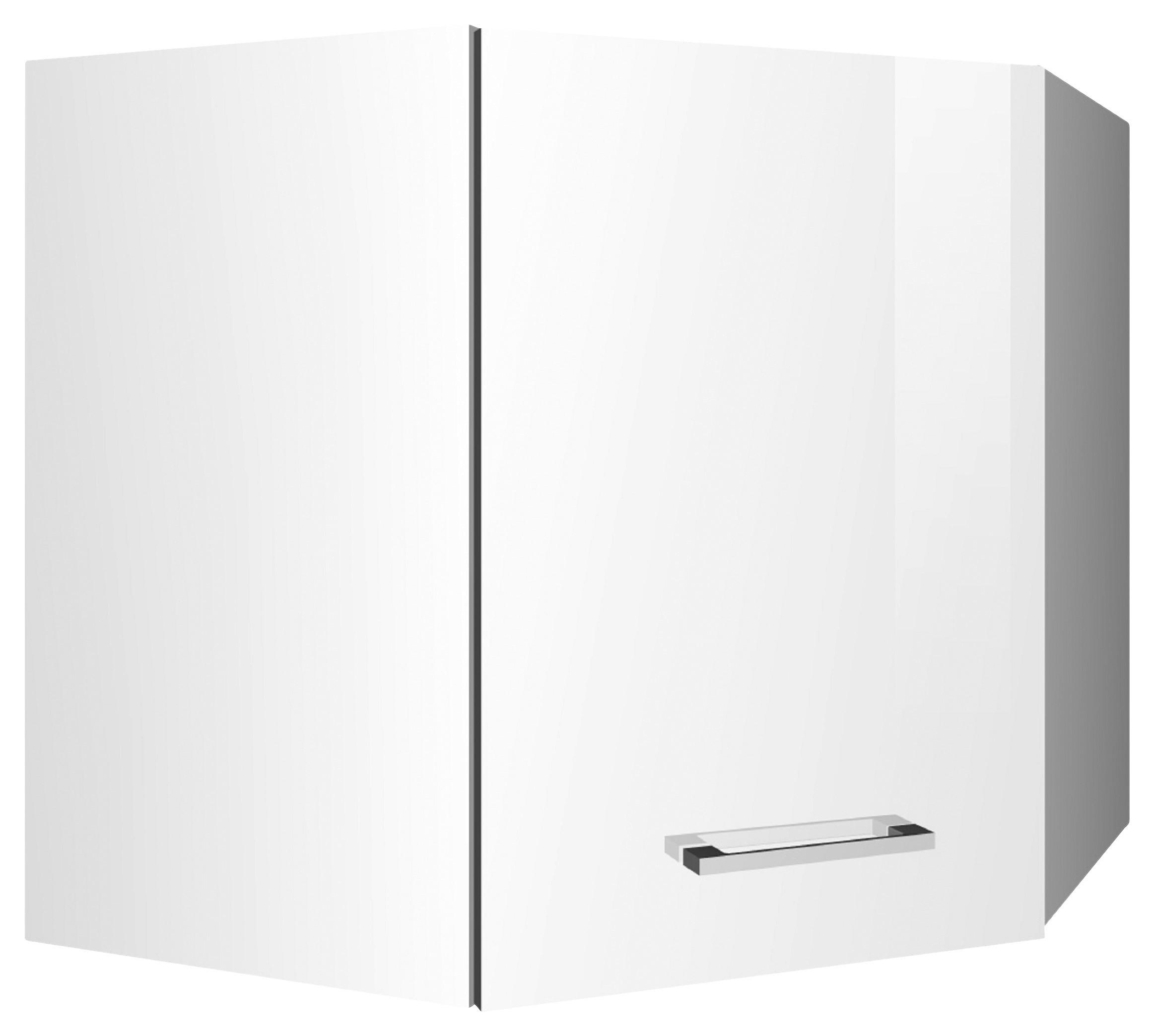 Eckoberschrank Mailand Weiß Hochglanz - Weiß Hochglanz/Silberfarben, MODERN, Holzwerkstoff/Metall (60/57/60cm) - Held