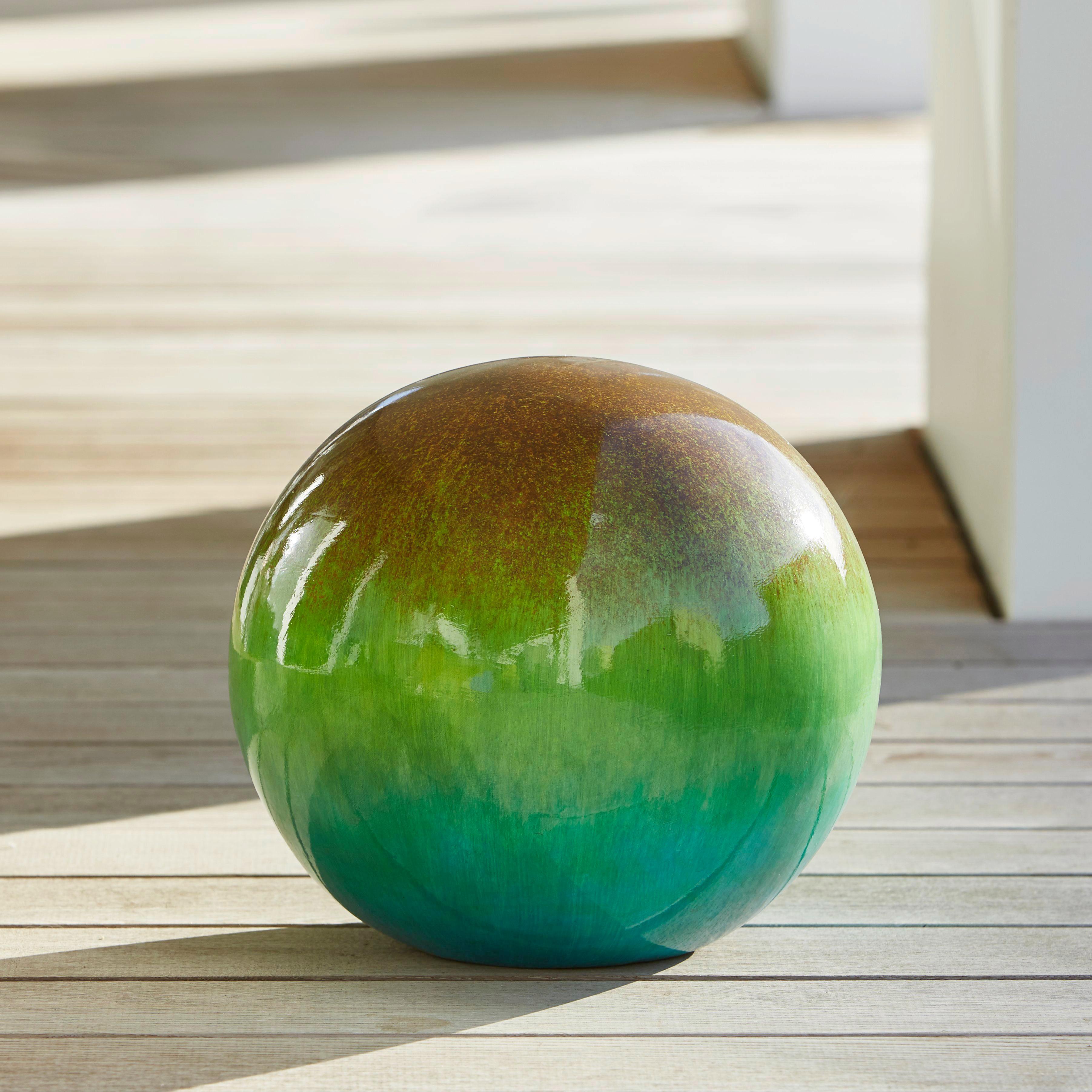 Dekokugel in Grün/Türkis Øca.28cm ''Lea'' - Türkis/Grün, MODERN, Keramik (28/27cm) - Bessagi Garden