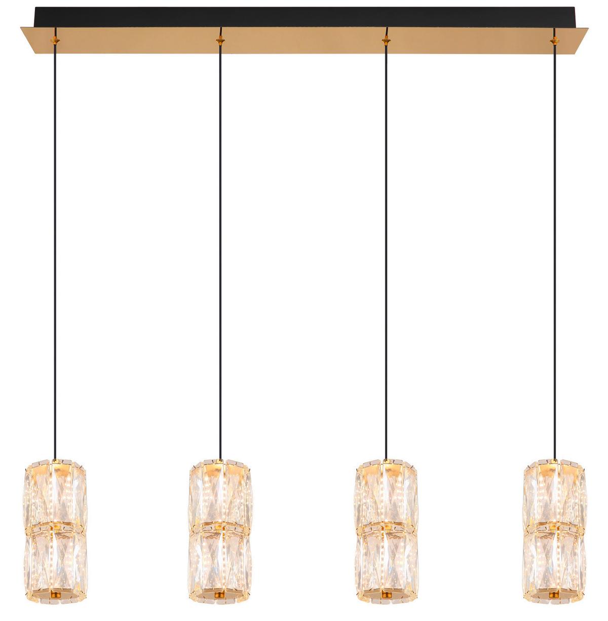 LED-HÄNGELEUCHTE 16051-4 - Goldfarben/Schwarz, Design, Glas/Kunststoff (84.5/9.5/150cm) - Globo