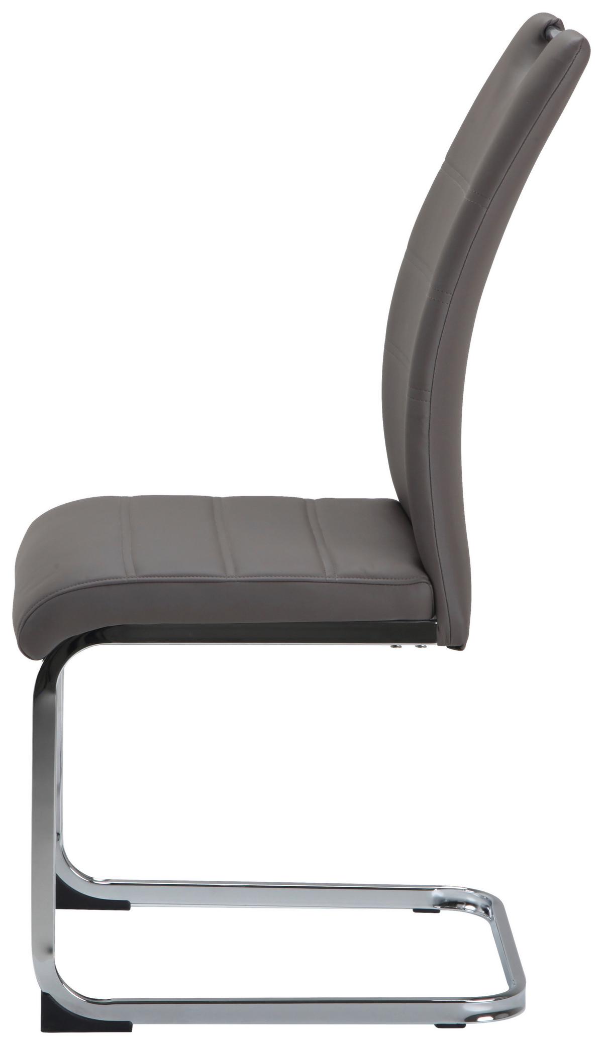 KRZESŁO NA PŁOZIE LEANDER - taupe/kolor chromowy, Design, metal/tkanina (42/99/56cm) - P & B