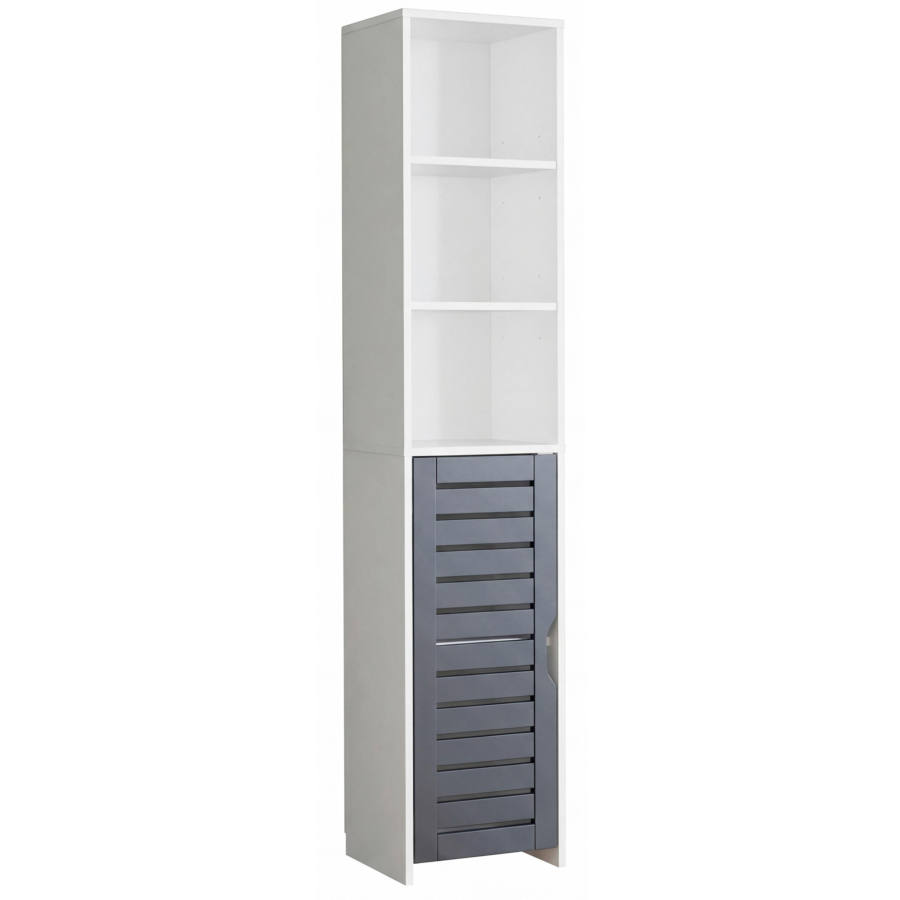 Hochschrank Flonali - Weiss/Anthrazit, Trend, Holzwerkstoff (34/164/28cm) - MID.YOU