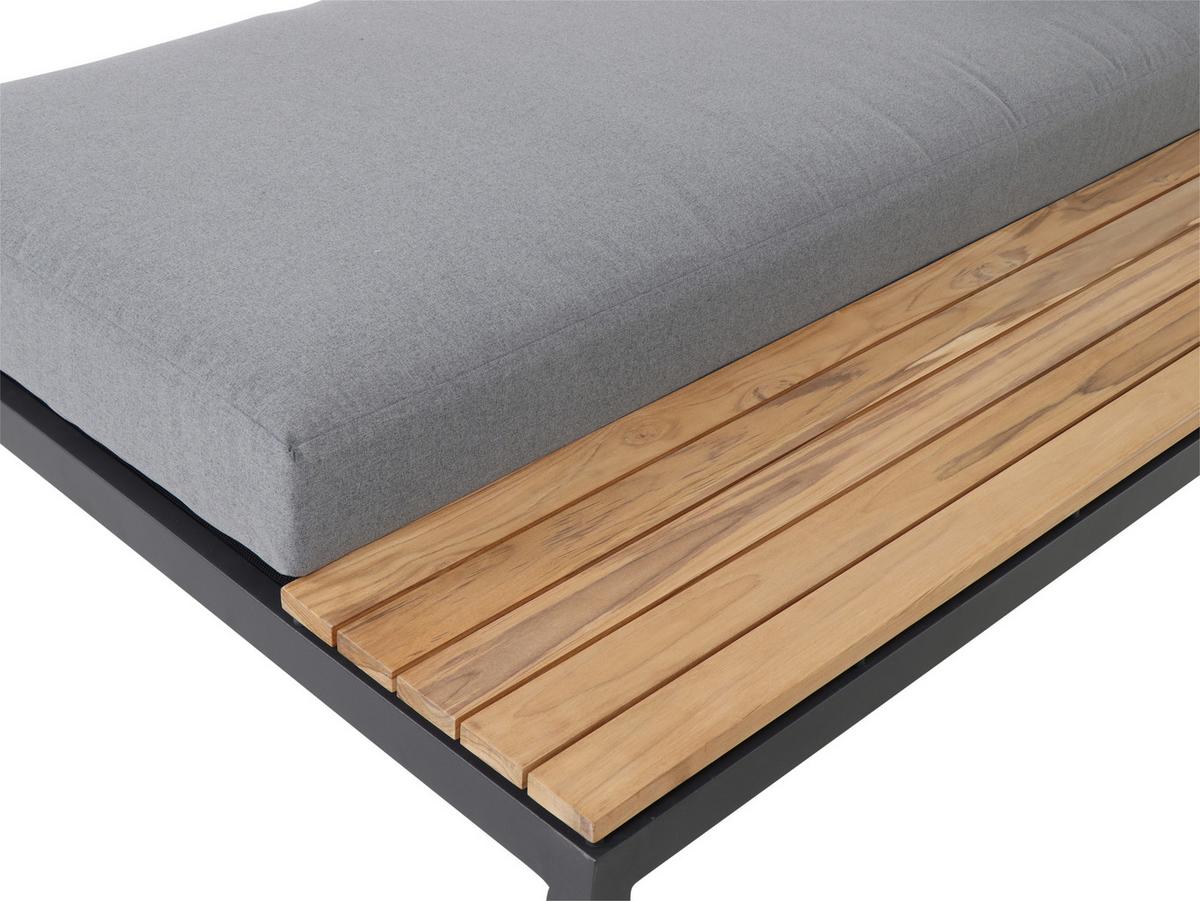 Modul-Loungegarnitur 2-tlg. Grau Teakholz - Anthrazit/Grau, KONVENTIONELL, Holz/Textil - Siena Garden