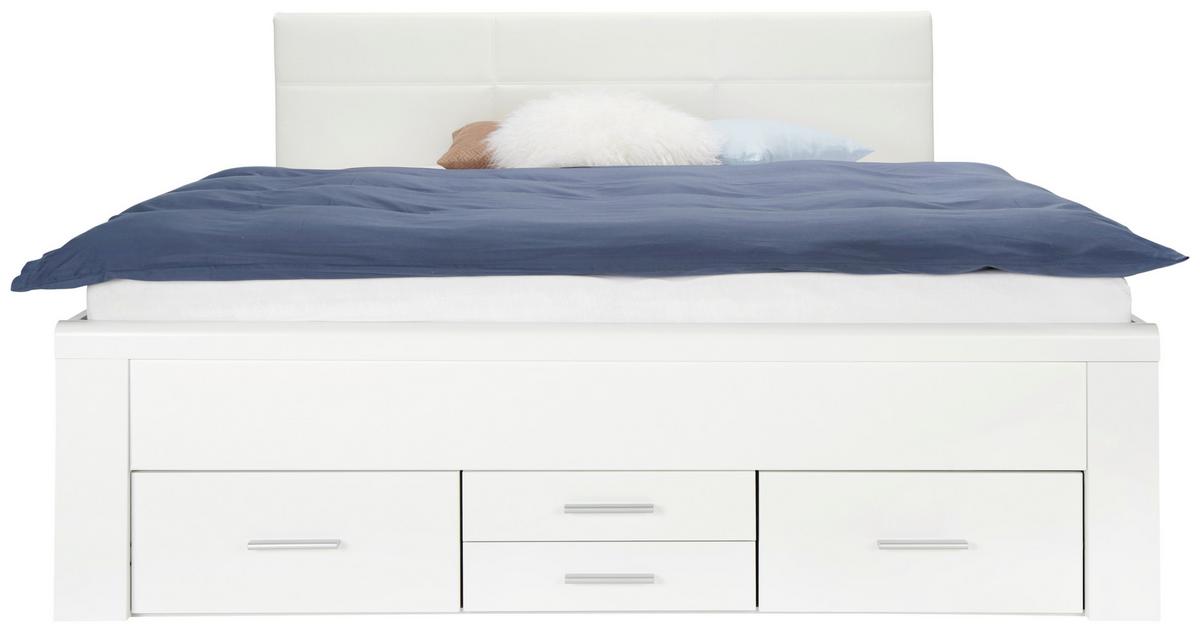 Bett in Weiss ca. 180x200cm - Konventionell, Holzwerkstoff/Textil (185/102/208cm) - Mömax