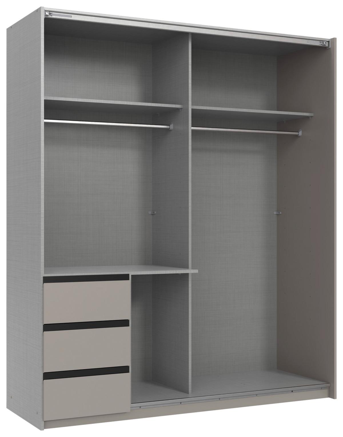 Schwebetürenschrank Adria Grau/Graphitfarben/Sahara - Graphitfarben/Schwarz, KONVENTIONELL, Holzwerkstoff/Metall (168/198/63cm) - Mömax