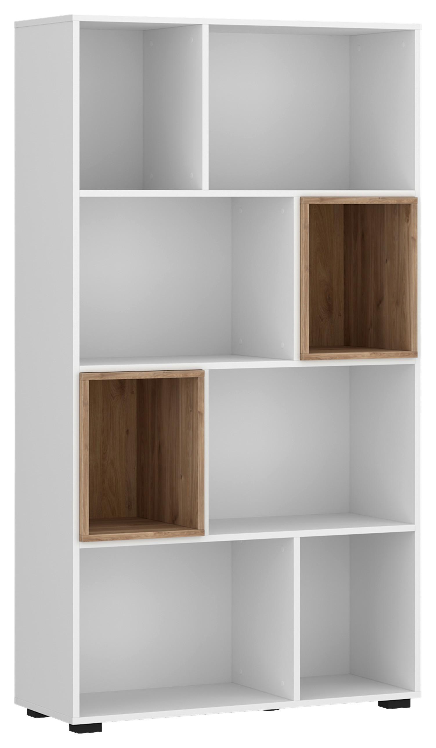 Polica Marlow - bijela/boje hrasta, Moderno, drvni materijal/plastika (90/168,1/40cm) - Modern Living