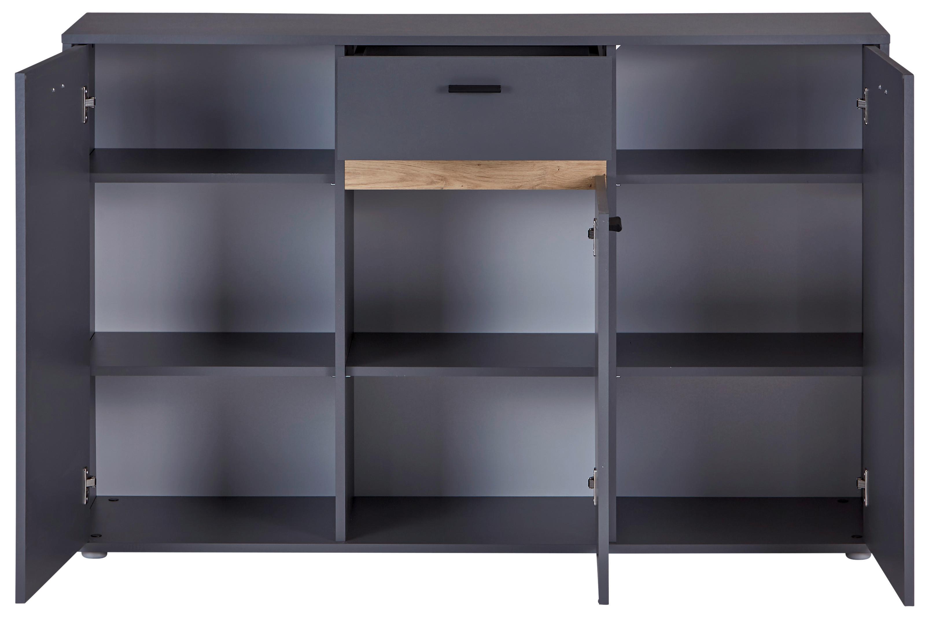 Komoda Slot 3t - temno siva, Moderno, umetna masa/leseni material (138,4/90/40cm) - Mömax