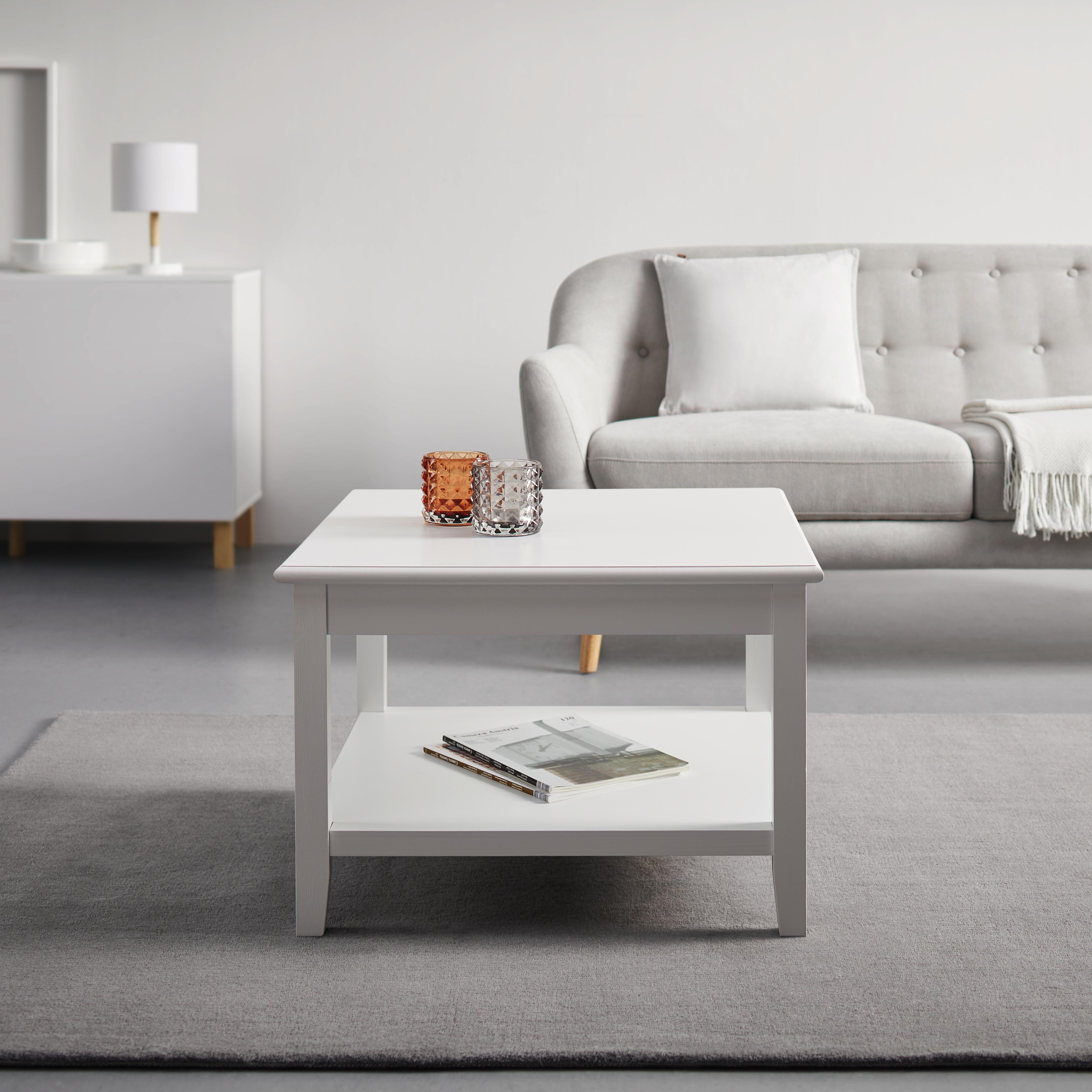 Couchtisch in Weiß ca.65x65cm 'Claudia Vintage' - Weiß, KONVENTIONELL, Holz (65/45/65cm) - Bessagi Home