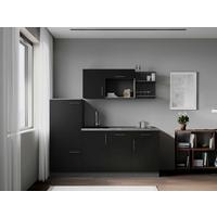 Küchenblock Oliver m. Geräten Schwarz - Schwarz/Grau, Trend, Holzwerkstoff/Metall (205cm) - Respekta