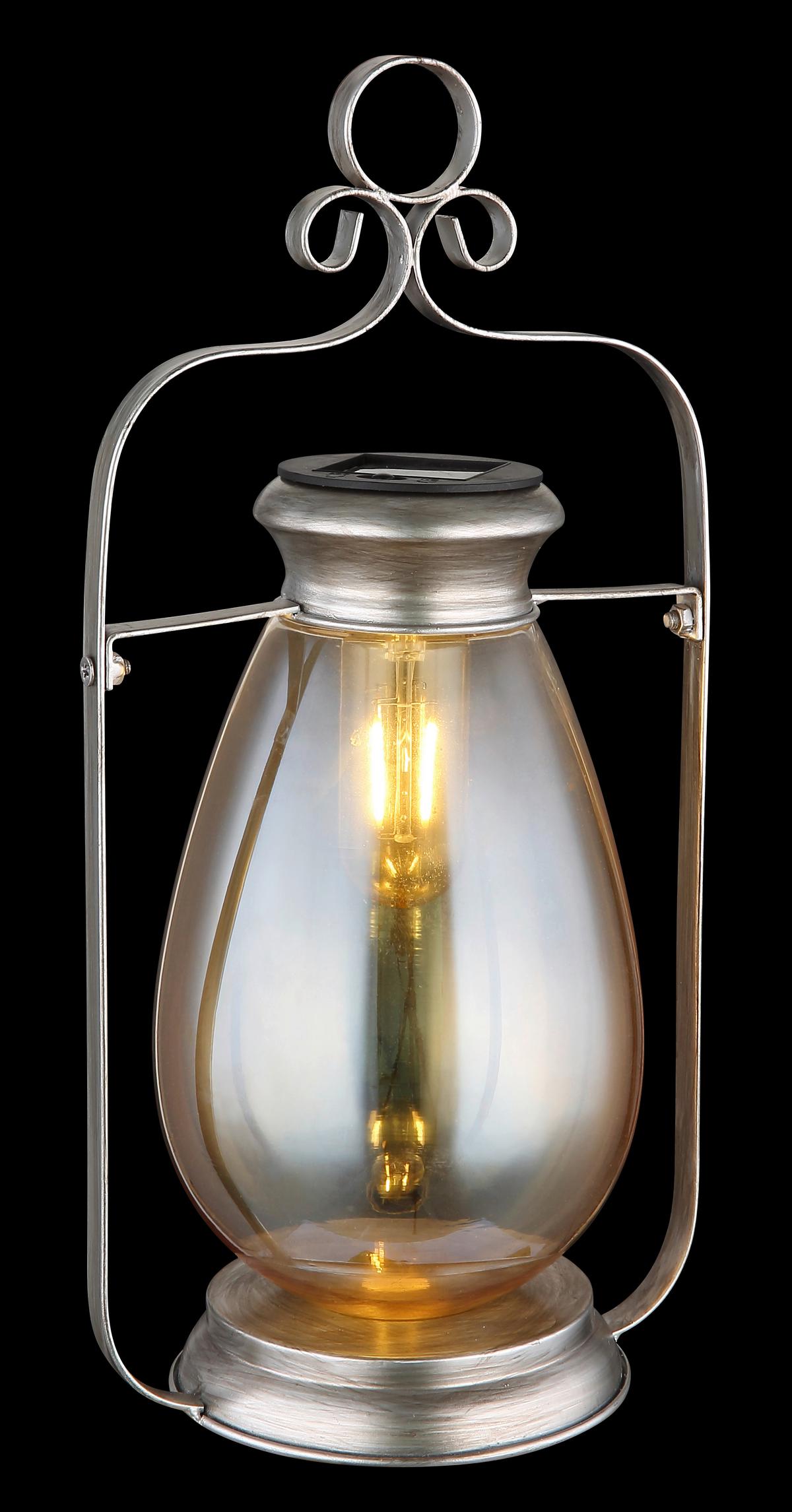 Solarleuchte 36647  Solar - Silberfarben/Schwarz, Design, Glas/Kunststoff (17/15/36,5cm) - Globo