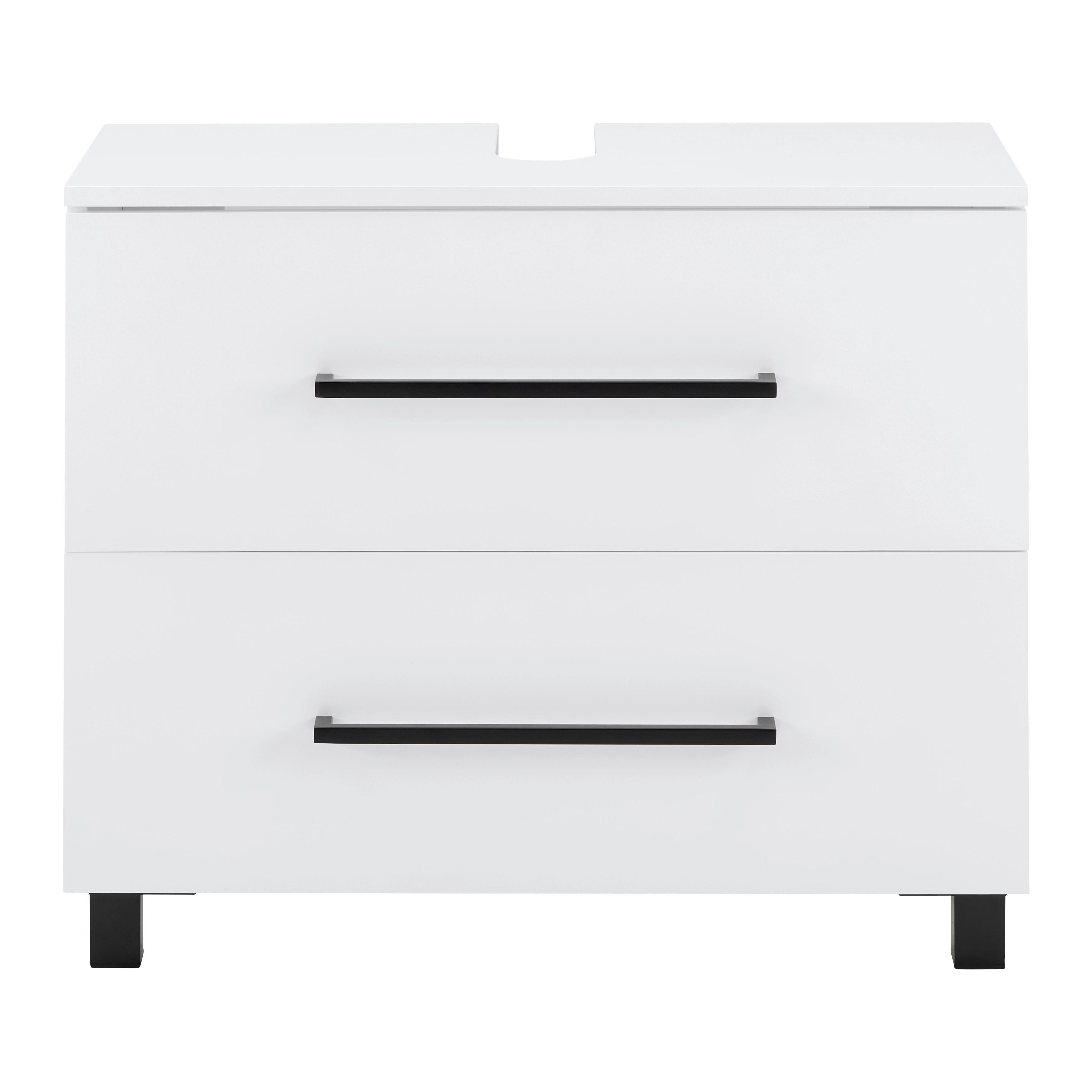 Waschbeckenunterschrank "Marianne", weiß - Schwarz/Weiß, MODERN, Holzwerkstoff/Kunststoff (70/58/35cm) - Bessagi Home