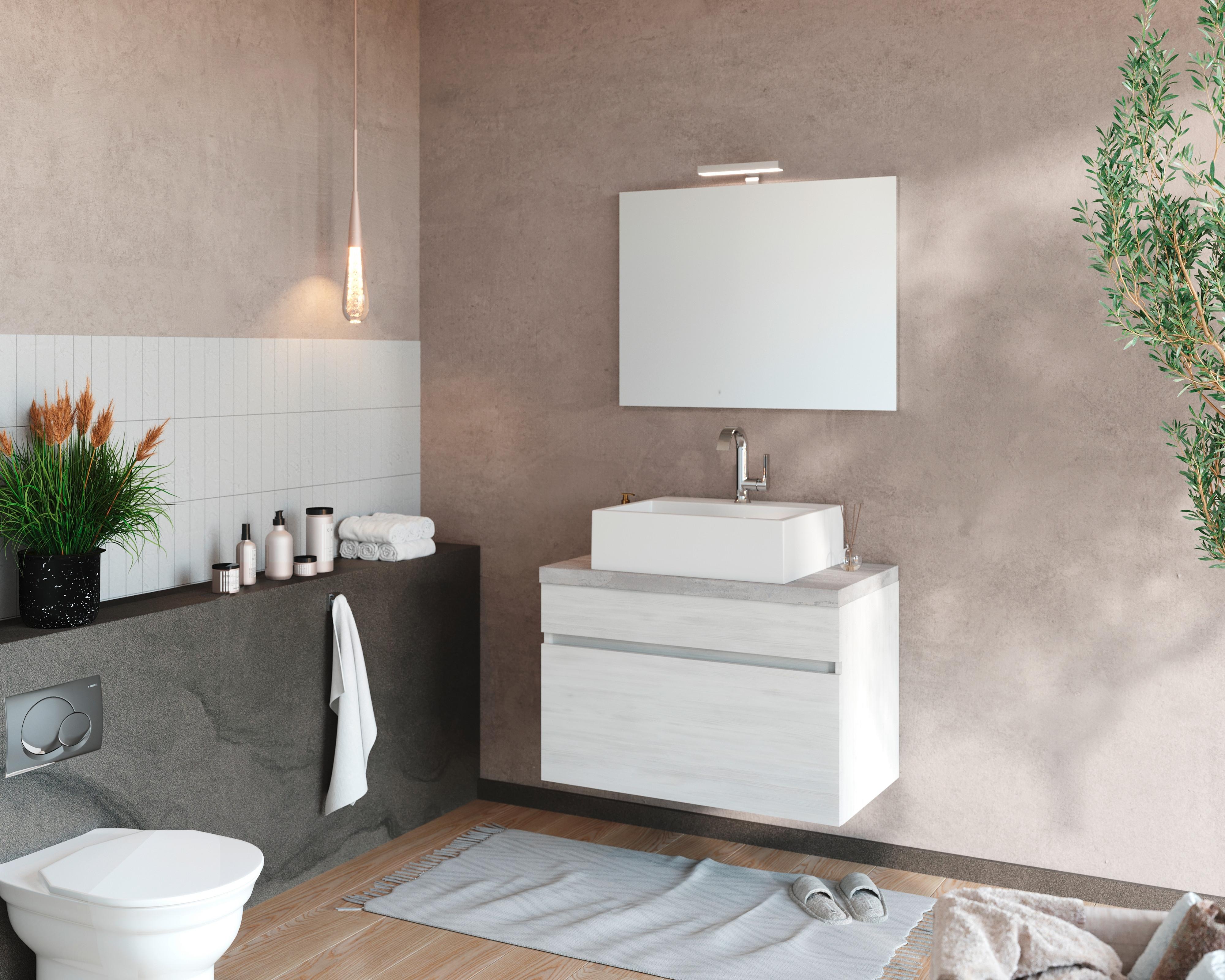 Mobilier de baie Bogota - alb/stejar Bianco, Basics, material pe bază de lemn (81/135/46cm)
