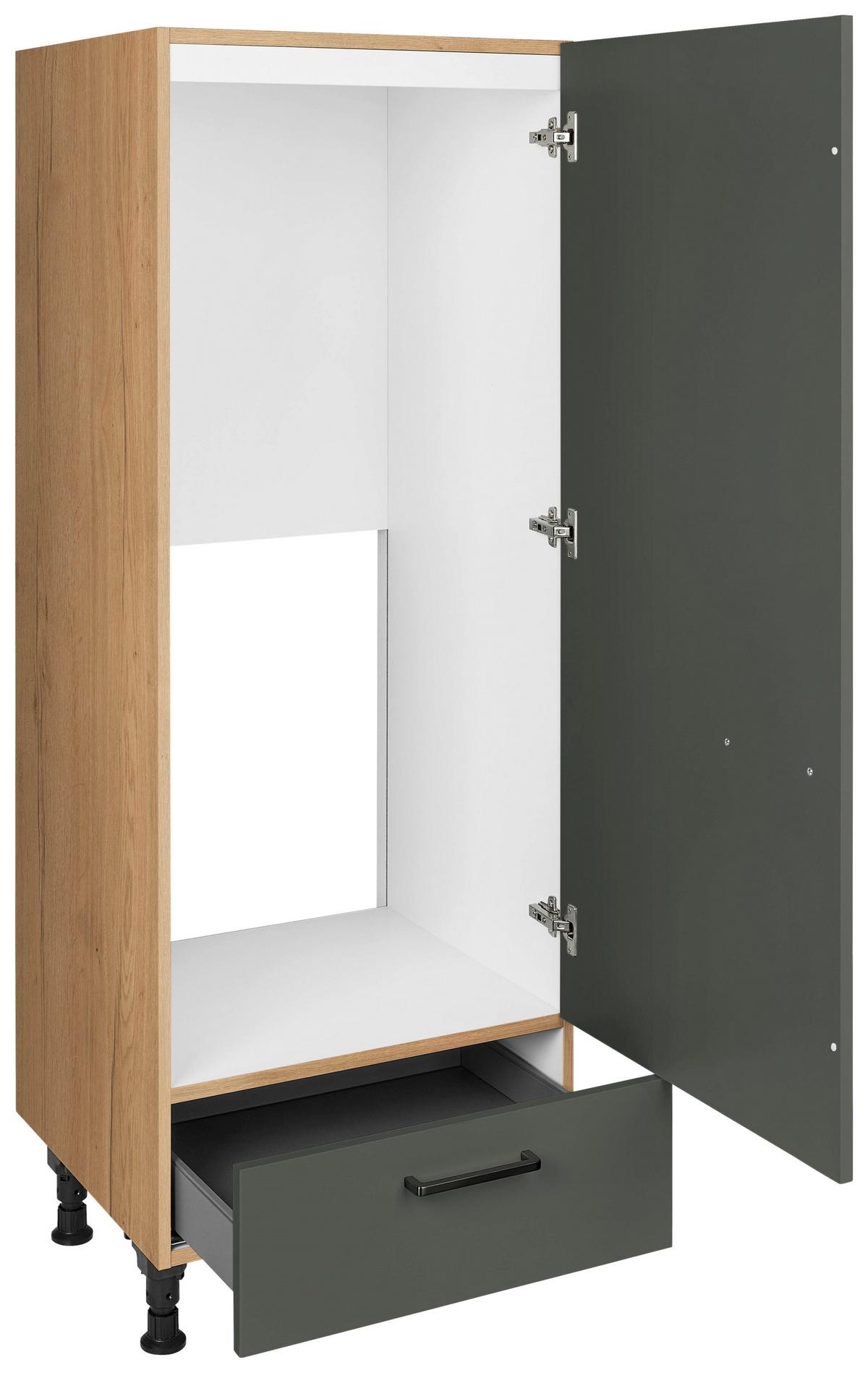 Geräteumbauschrank Easytouch Grün - Eichefarben/Schwarz, MODERN, Holzwerkstoff/Metall (60/168/58cm) - Nobilia