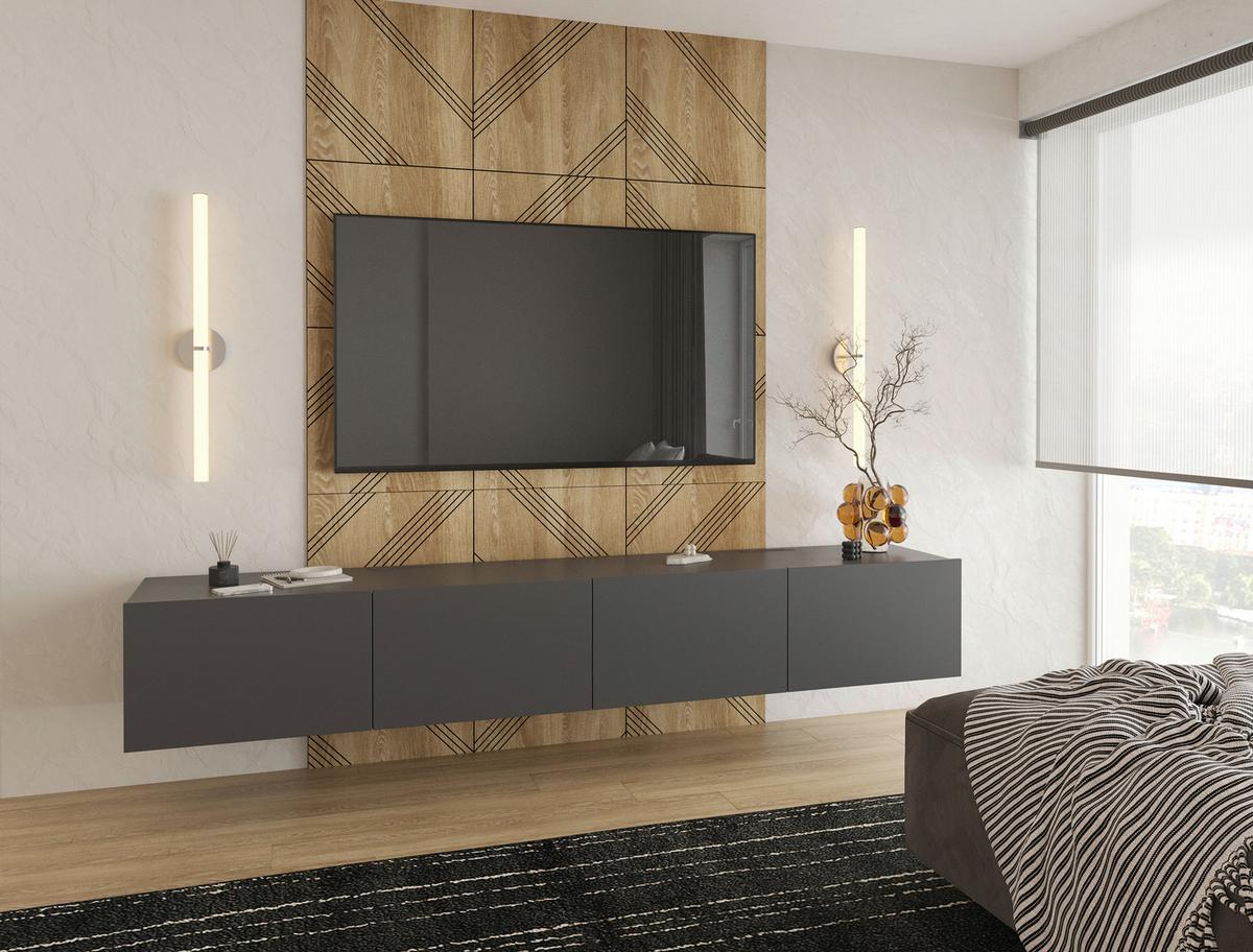 KOMODA NISKA NEWNIQ - antracytowy, Design, materiał drewnopochodny (240/36,7/45cm) - Hom`in