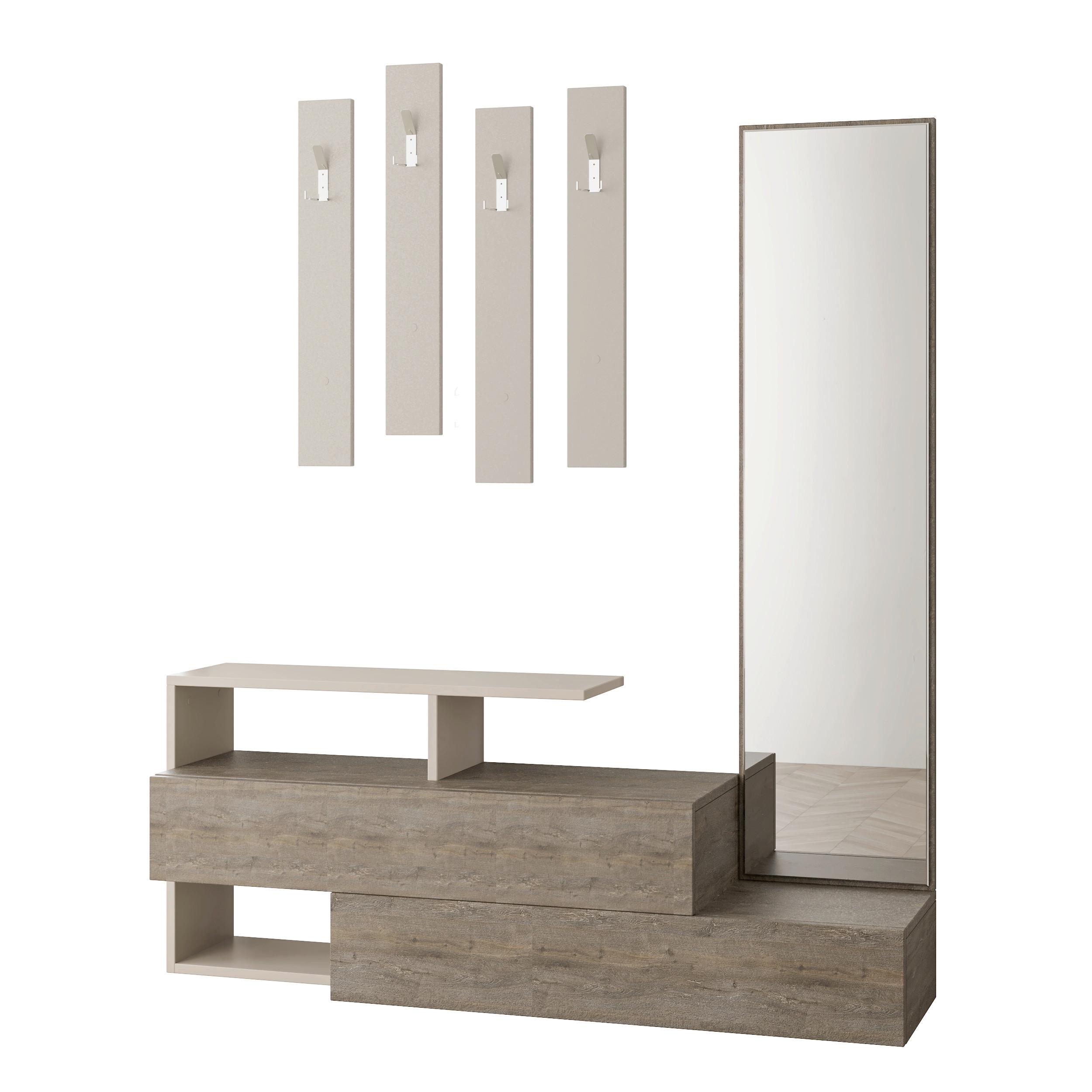 Garderobe Ramda ca. 137x154x35 cm Mokka - Braun/Mokka, Design, Holzwerkstoff (137/154/35cm) - Livetastic