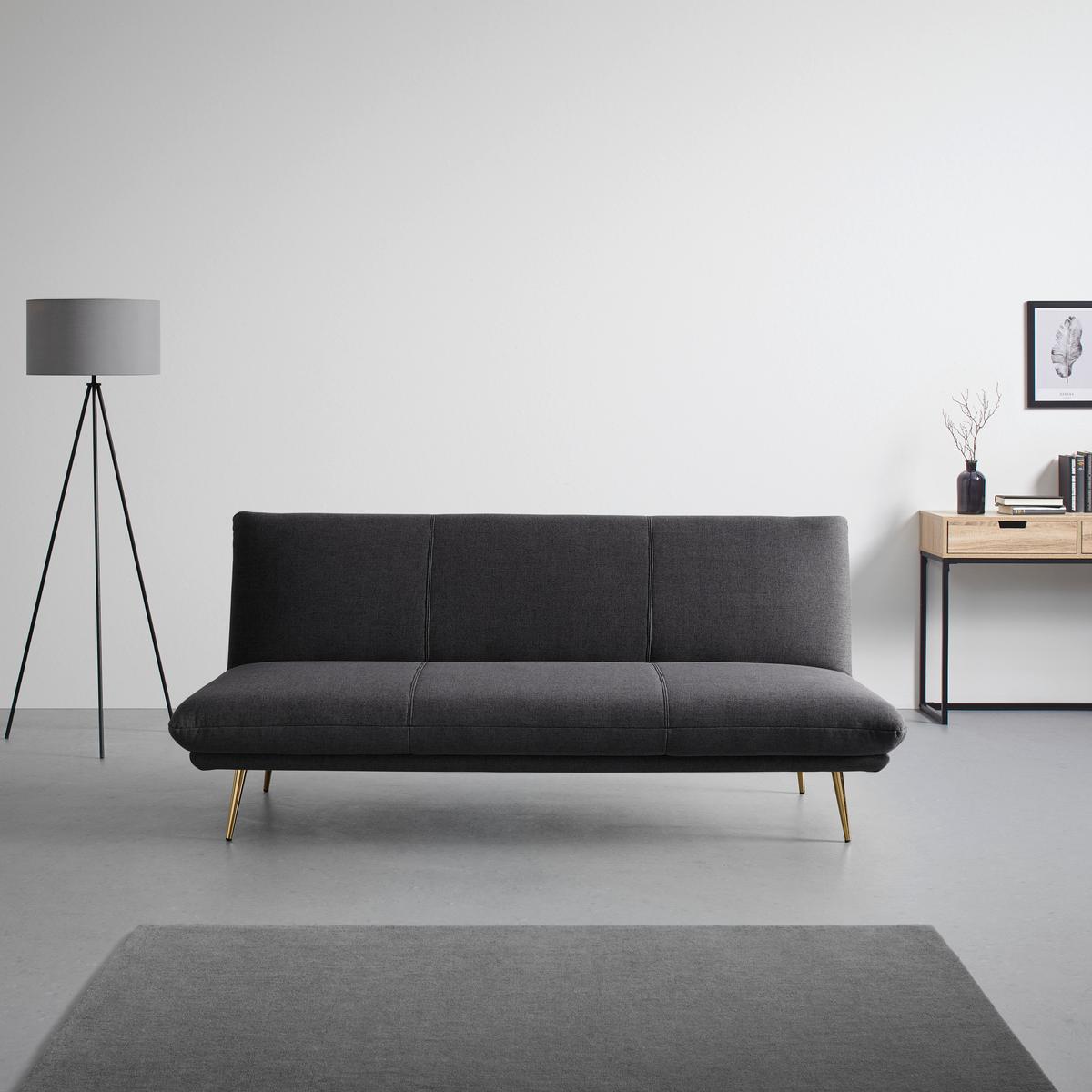 Zofa S Posteljno Funkcijo Ben, Temno Siva - zlate barve/temno siva, Moderno, kovina/tekstil (186/82/85cm) - Bessagi Home