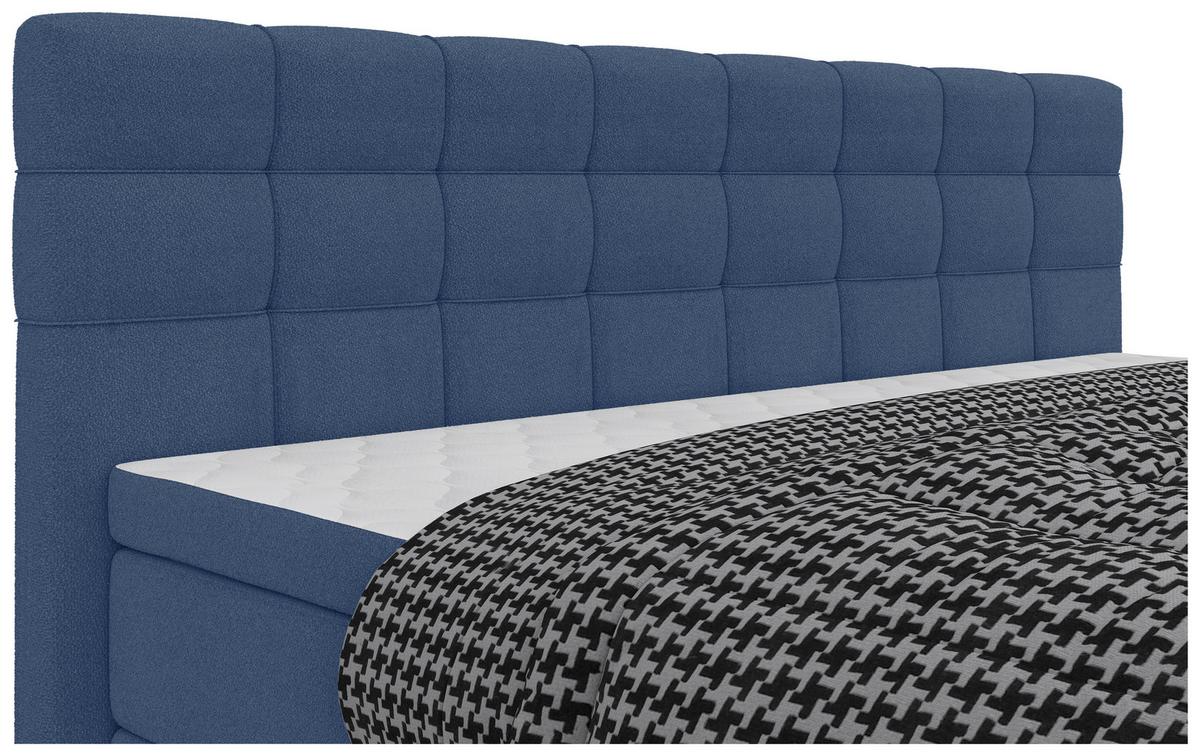 Boxspringbett Fano Blau ca. 200x200cm - Blau/Schwarz, Konventionell, Kunststoff/Textil (200/200cm) - Mömax
