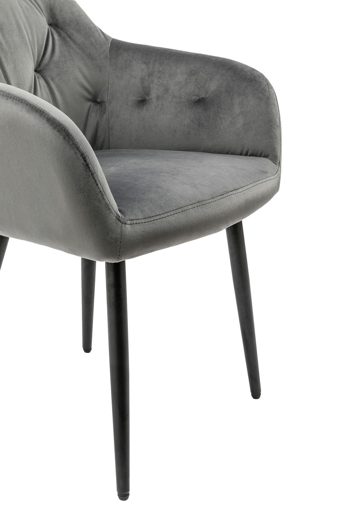 Naslanjač Samt, Siva - siva/črna, Moderno, kovina/tekstil (61/85/45cm) - Livetastic