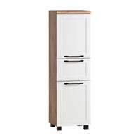 Hochschrank in Weiß/Eiche - Eiche Wotan/Schwarz, ROMANTIK / LANDHAUS, Holzwerkstoff/Kunststoff (40/130/35cm) - Mömax