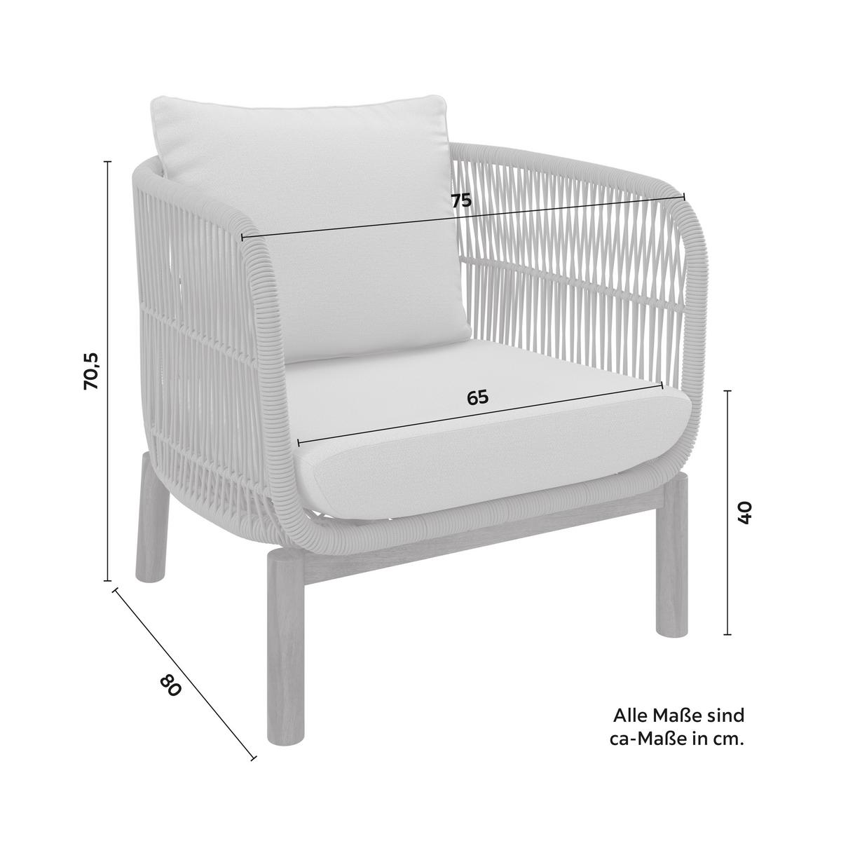 LOUNGEGARNITUR MALENE - Creme/Naturfarben, Modern, Holz/Textil (168/70,5/80cm) - Bessagi Garden