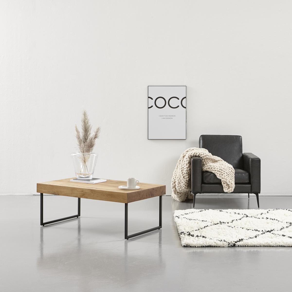 STOLIK KAWOWY SHARNA - kolor dębowy/czarny, Natur, metal/drewno (110/65/42cm) - Livetastic