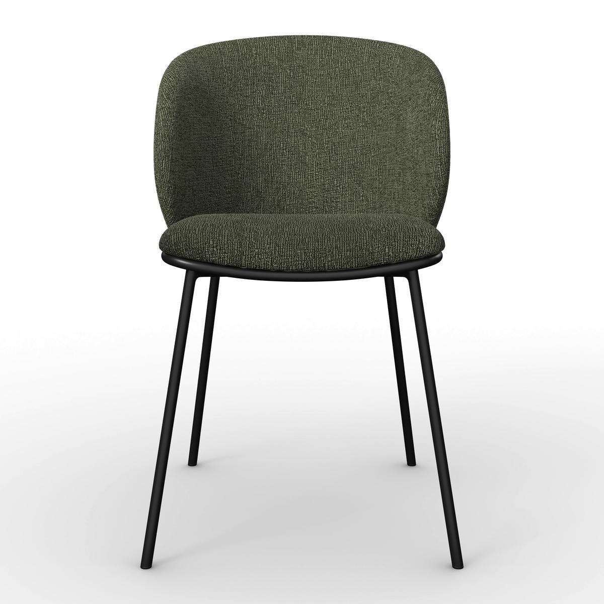 Stuhl Malea Grün Chenille Gepolstert - Schwarz/Grün, MODERN, Holz/Textil (49/81/52cm) - Bessagi Home