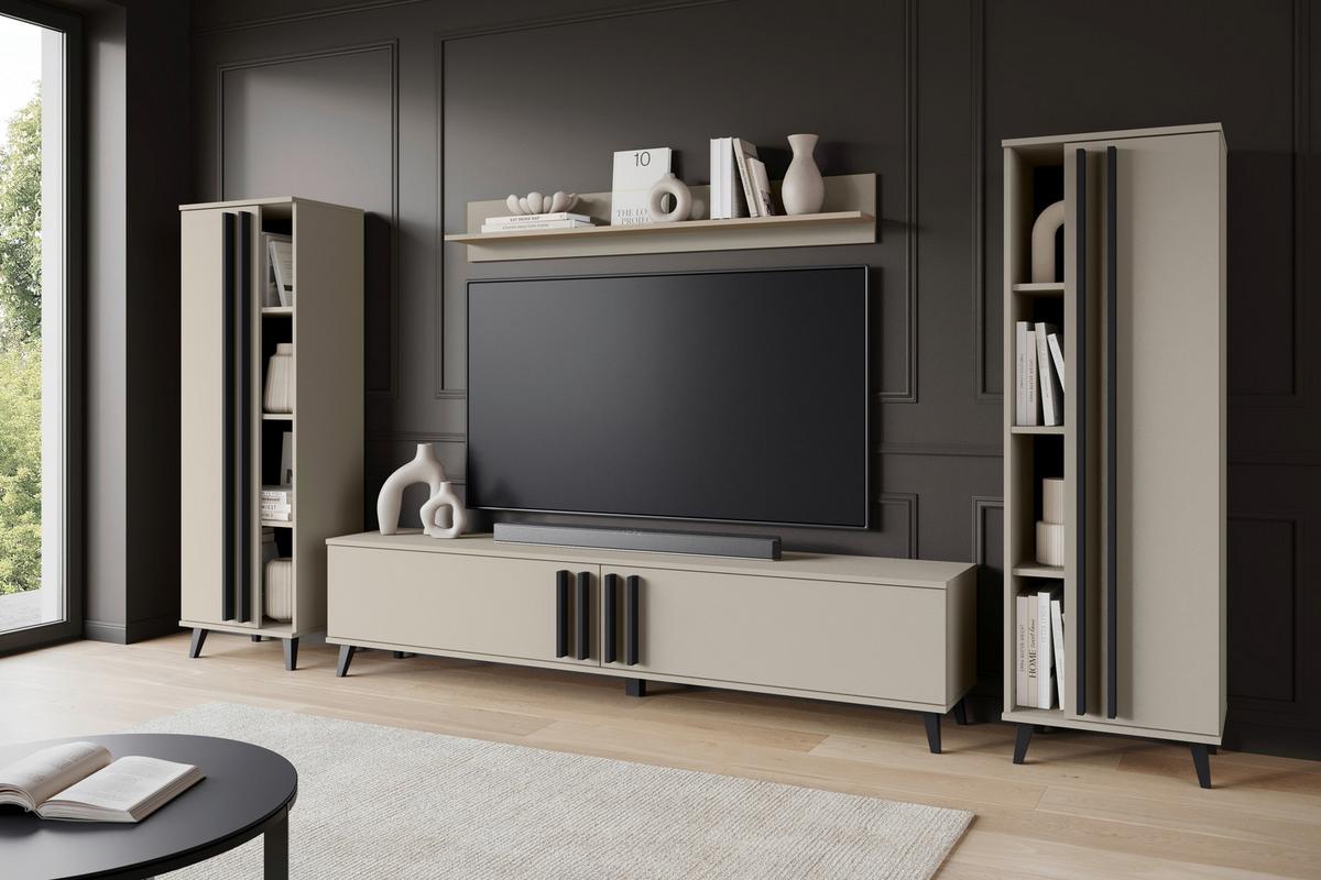 Dnevni Regal Helsinki 1, Bež, 4-Delno - črna/bež, Trend, umetna masa/leseni material (270/140/33cm)