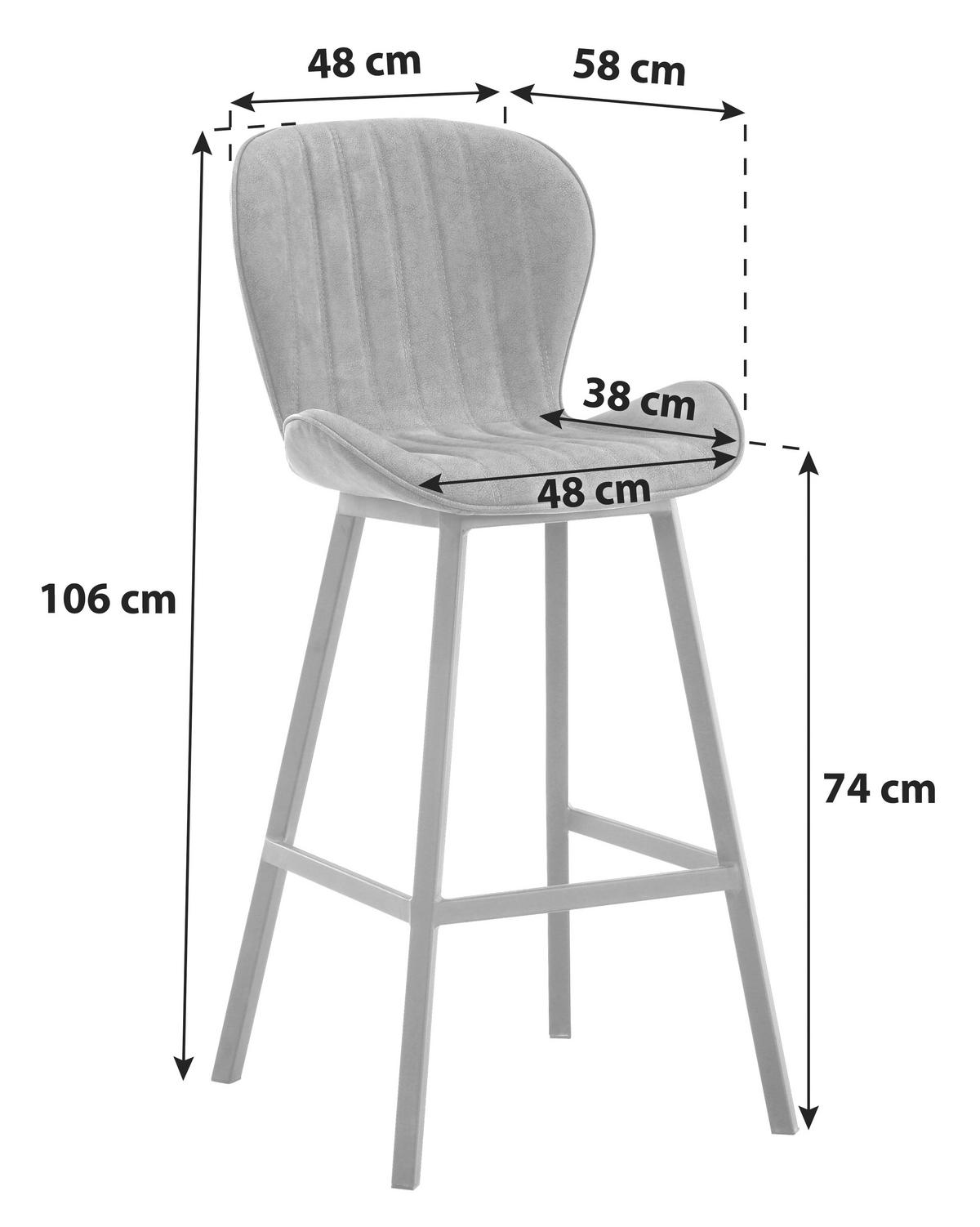 Barski Stol Ben - siva/črna, Moderno, kovina/tekstil (48/106/58cm)