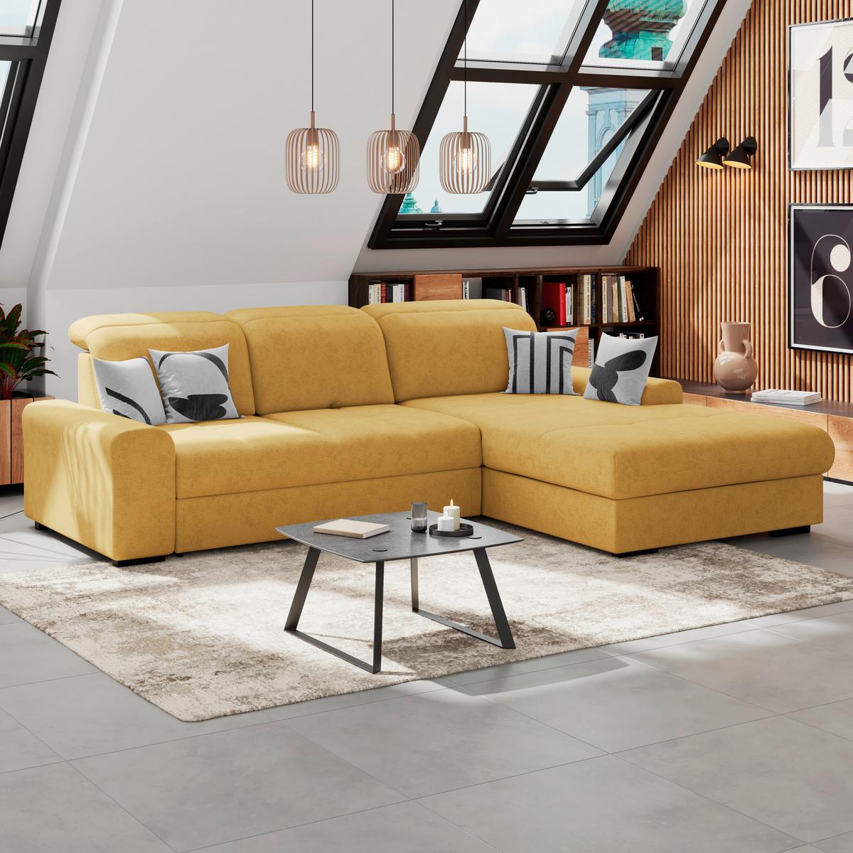 Kutna Garnitura Malaga - žuta/crna, Konvencionalno, tekstil/drvo (286/203cm) - Ondega