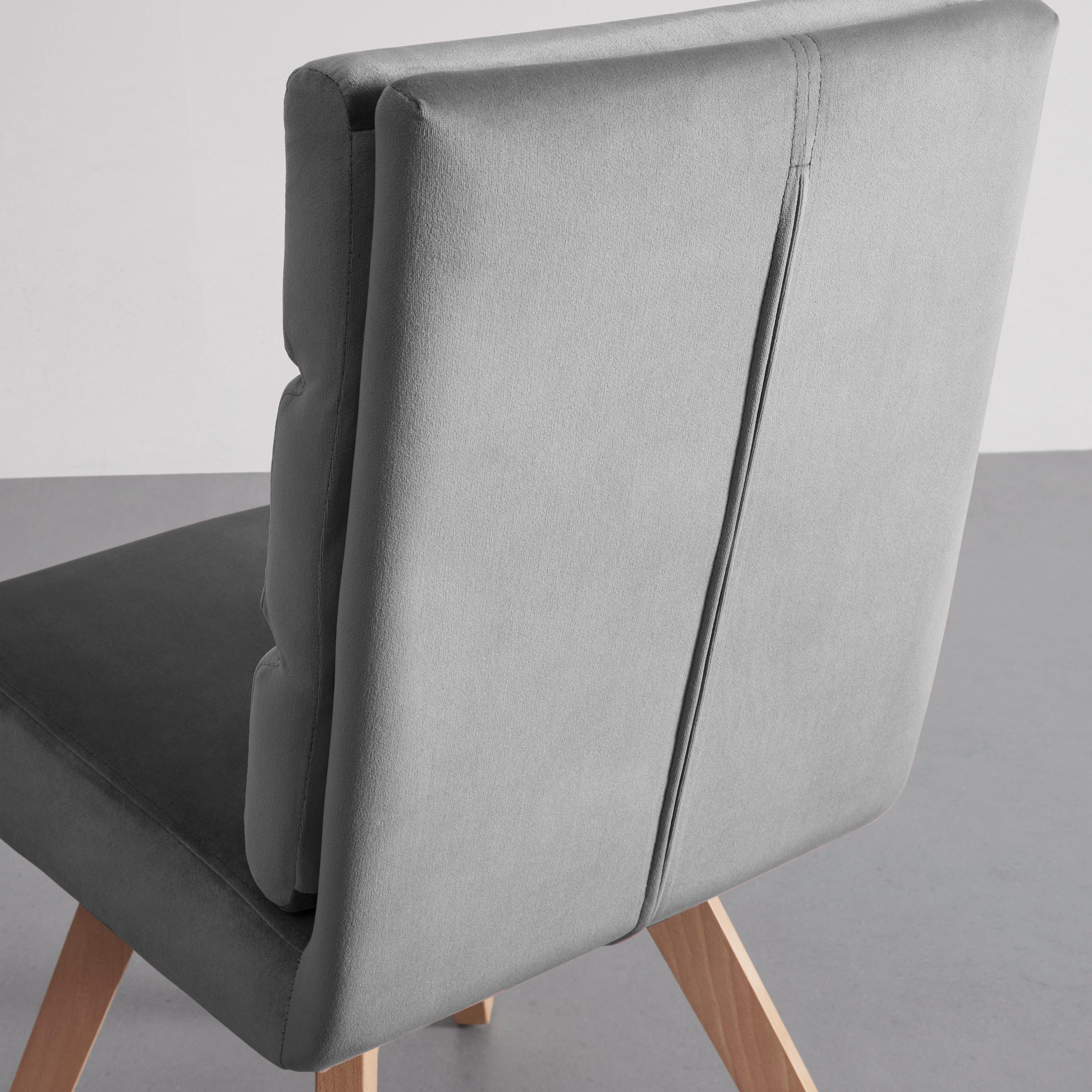STOL KATRIN - bokfärgad/grå, Modern, trä/textil (45/62/88cm) - Bessagi Home